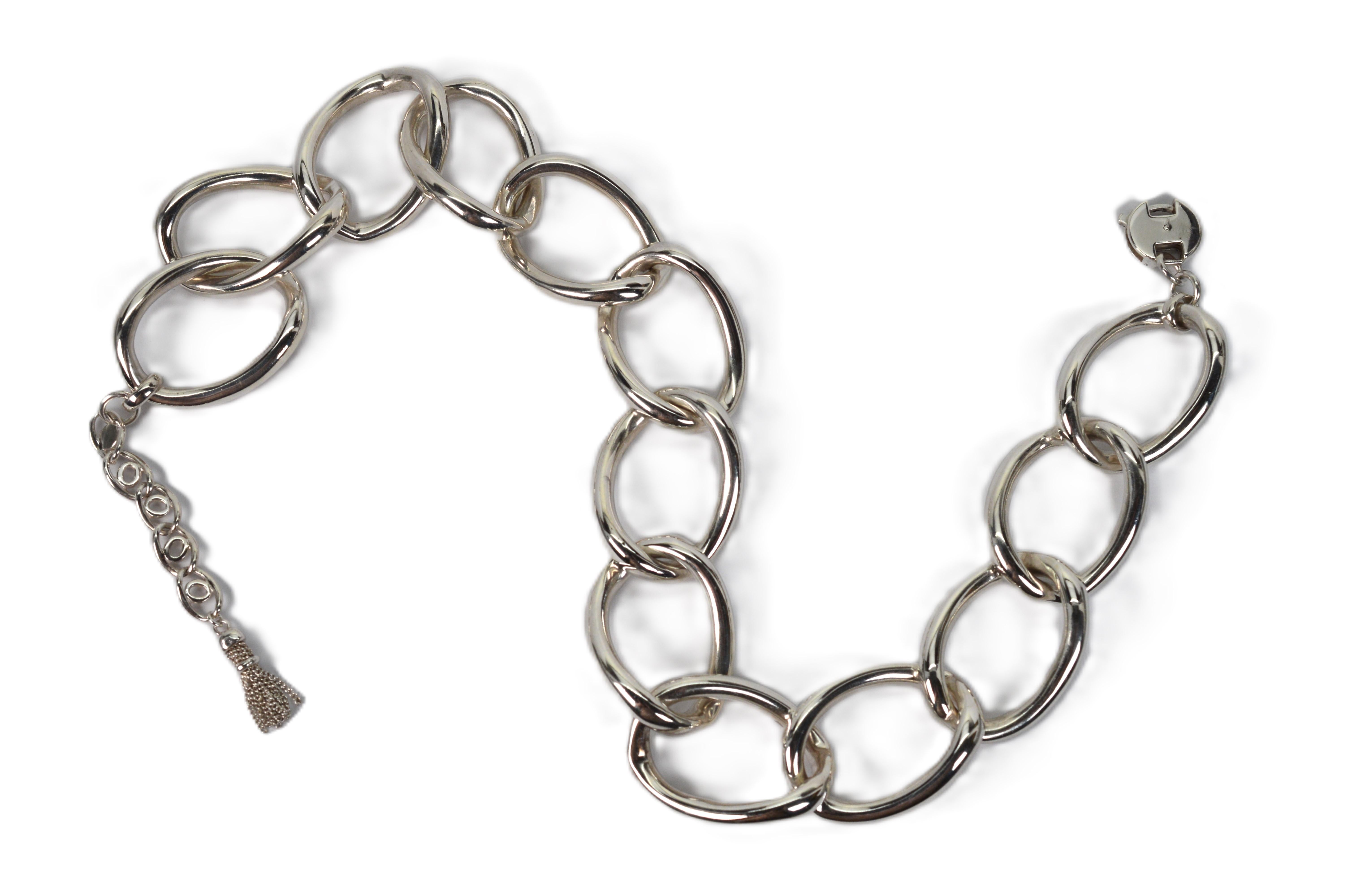 Vintage By Monet in argento Sterling Collana a catena ovale a maglie larghe in vendita 2