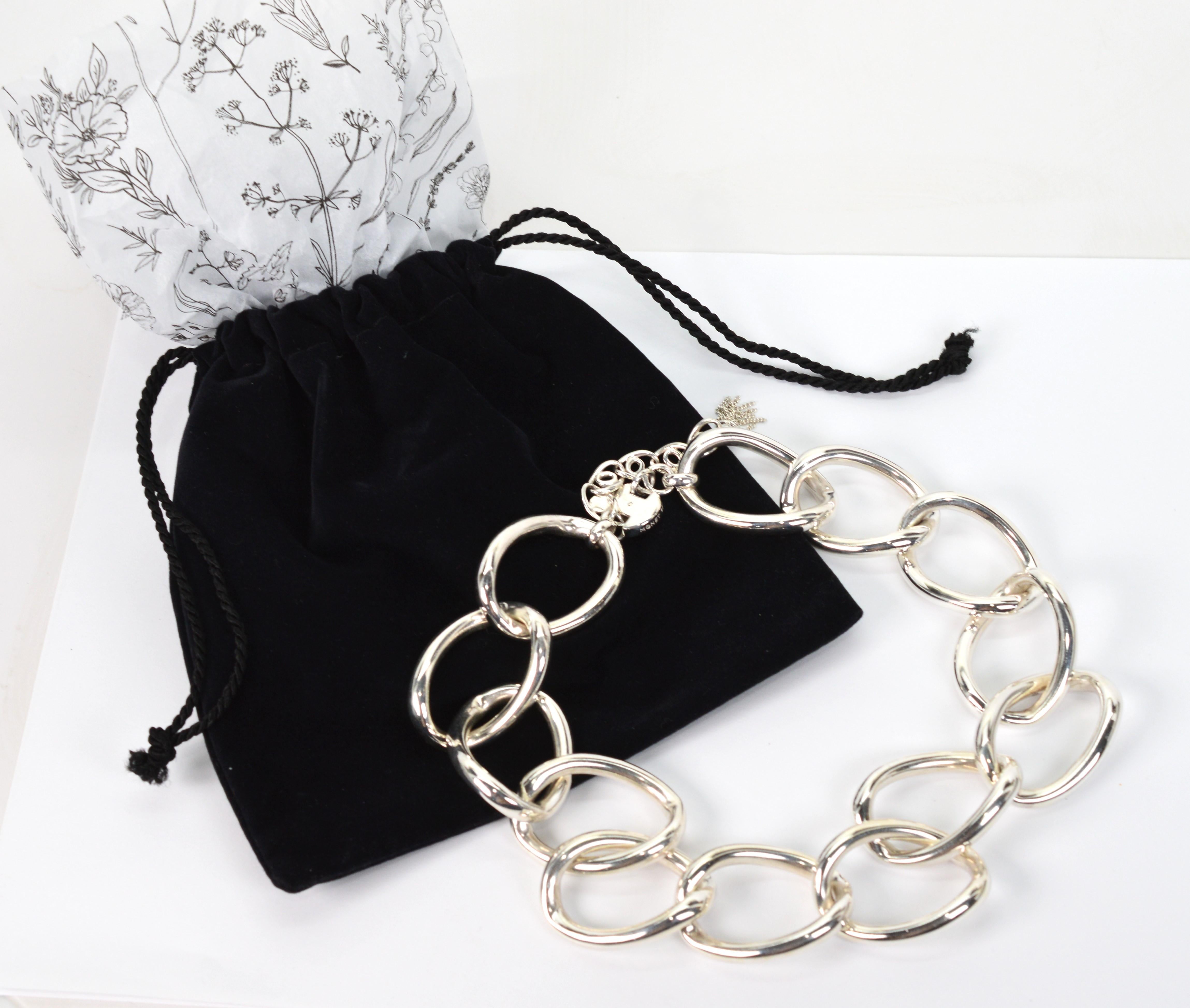 Vintage By Monet in argento Sterling Collana a catena ovale a maglie larghe in vendita 3