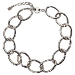 Vintage Monet Sterling Silver Large Oval Link Chain Necklace