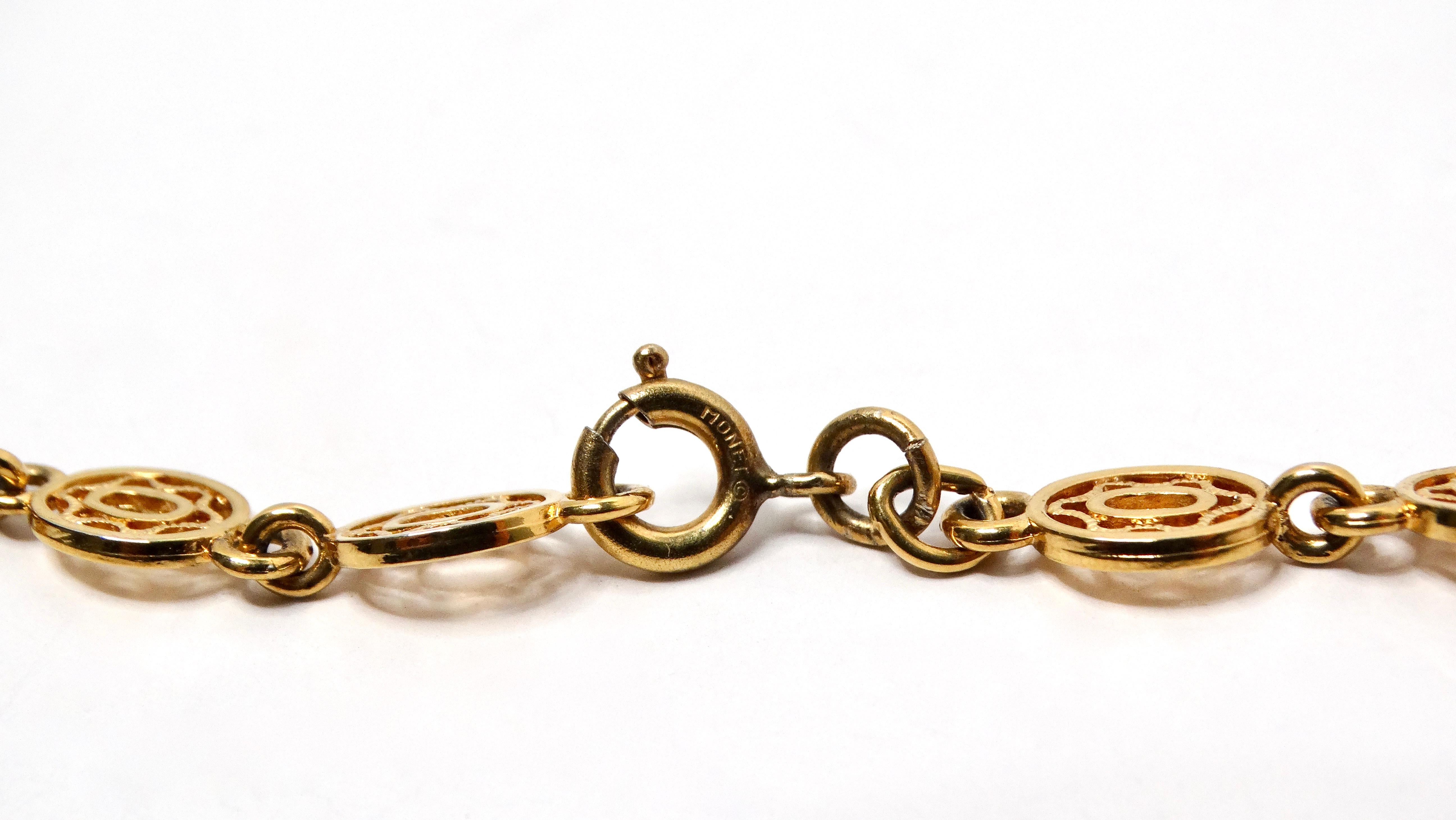Women's or Men's Vintage Monet Victorian Link 18K Gold Plated Long Chain Necklace