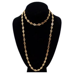 Vintage Monet Victorian Link 18K Gold Plated Long Chain Necklace