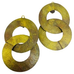 Vintage MONIES GERDA LYNGGAARD brass chain link designer clip on earrings