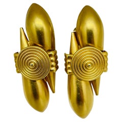 Vintage MONIES GERDA LYNGGAARD gold tone modernist designer clip on earrings