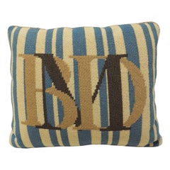 Vintage Monogram Tapestry Decorative Bolster Pillow with Letters "B-M-D"