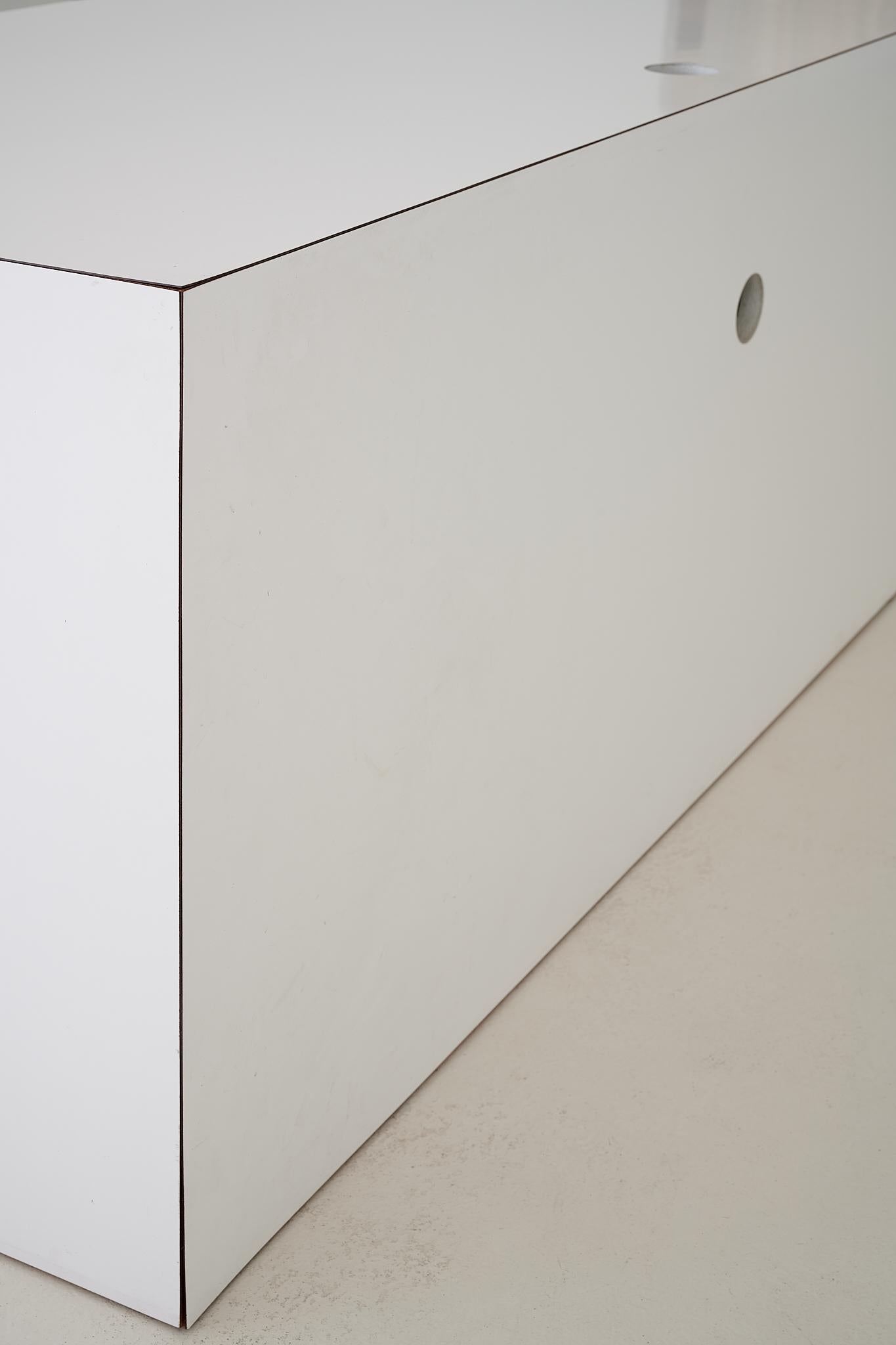 Post-Modern Vintage Monolithic White Gloss Laminate Desk