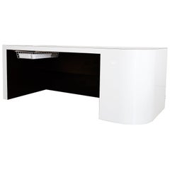 Vintage Monolithic White Gloss Laminate Desk