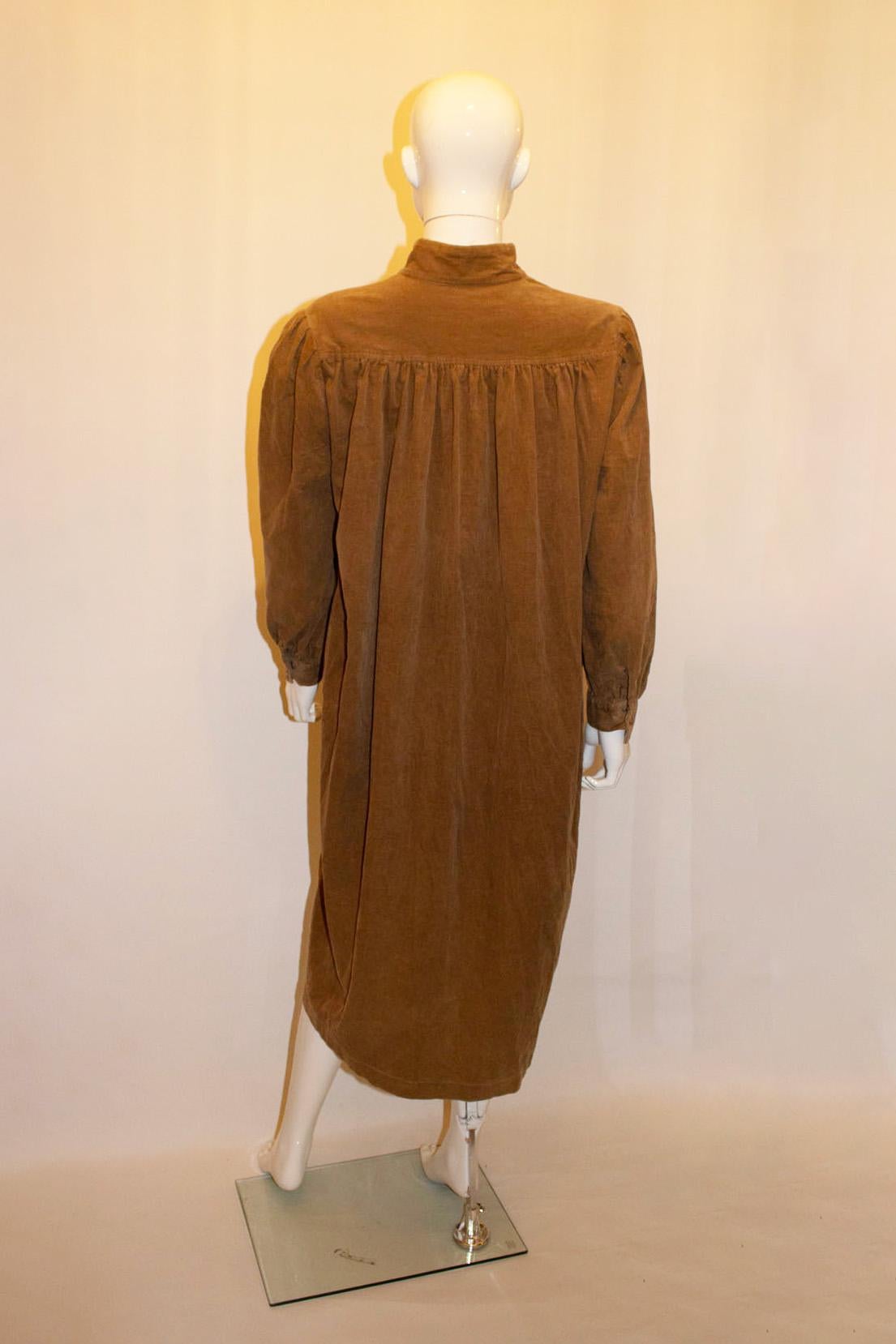 Women's or Men's Vintage Monsoon Beige Courdroy Smock Dress For Sale
