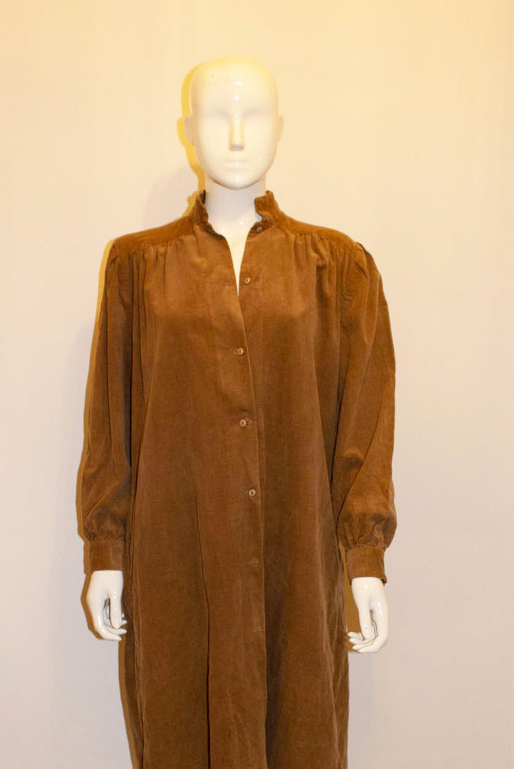 Vintage Monsoon Beige Courdroy Smock Dress For Sale 1