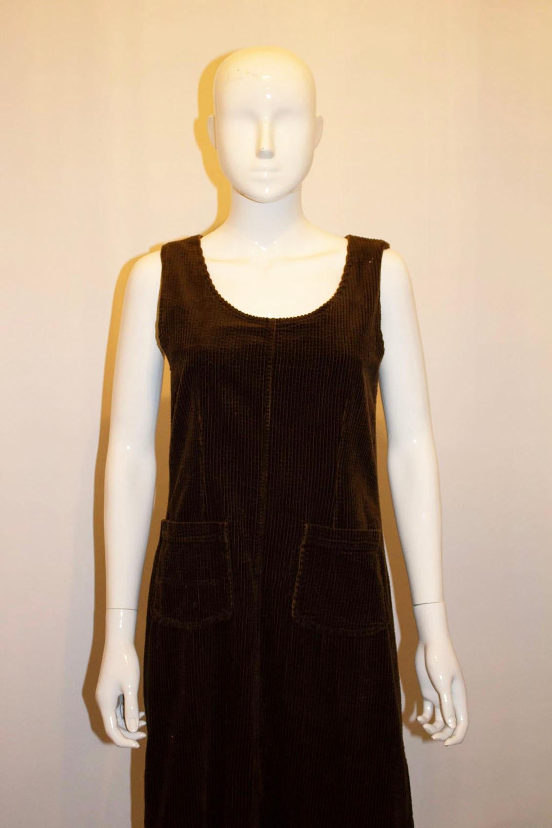Black Vintage Monsoon Pinafore Dress with Check Frill For Sale