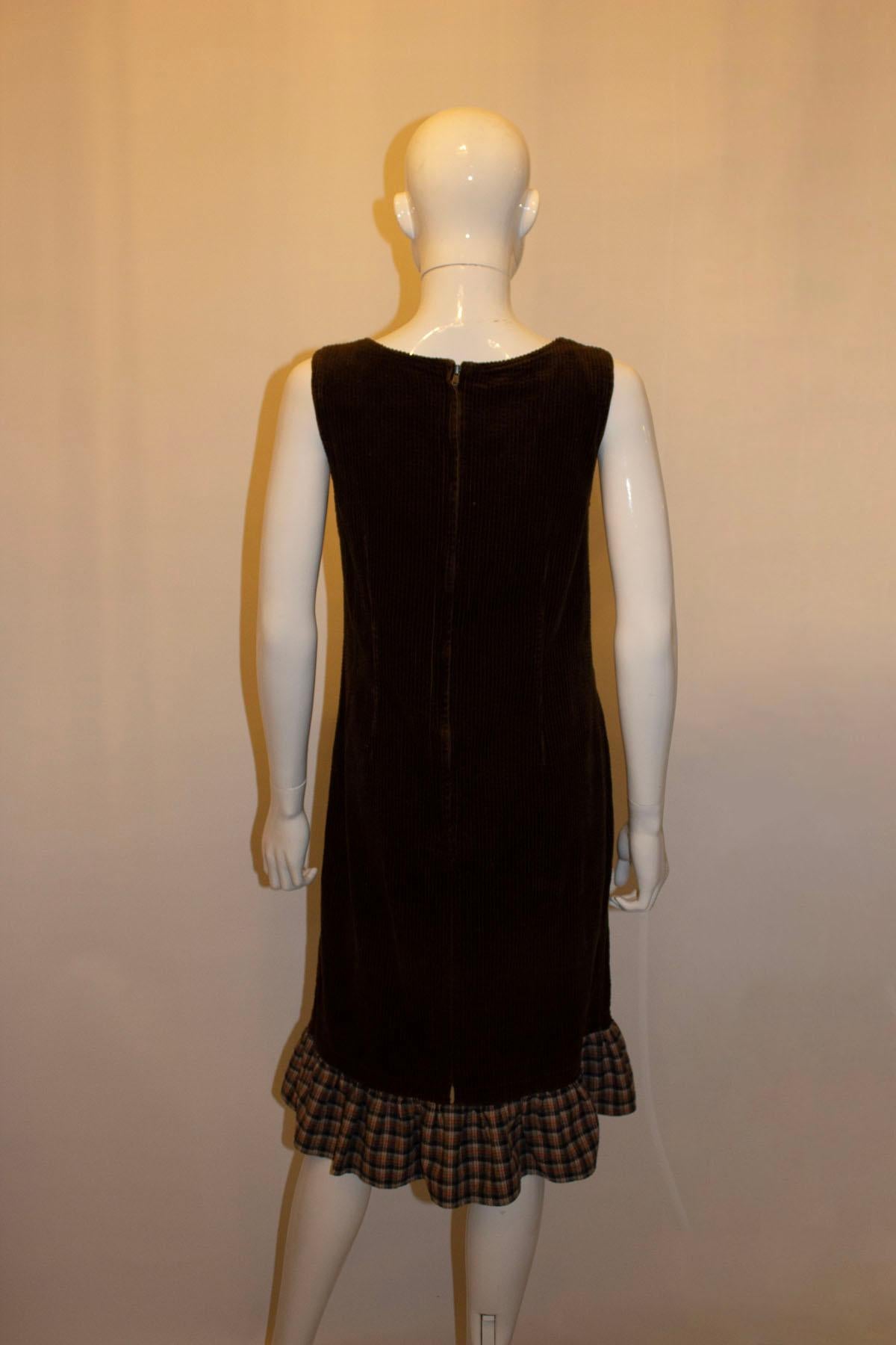 Vintage Monsoon Pinafore Dress with Check Frill For Sale 1