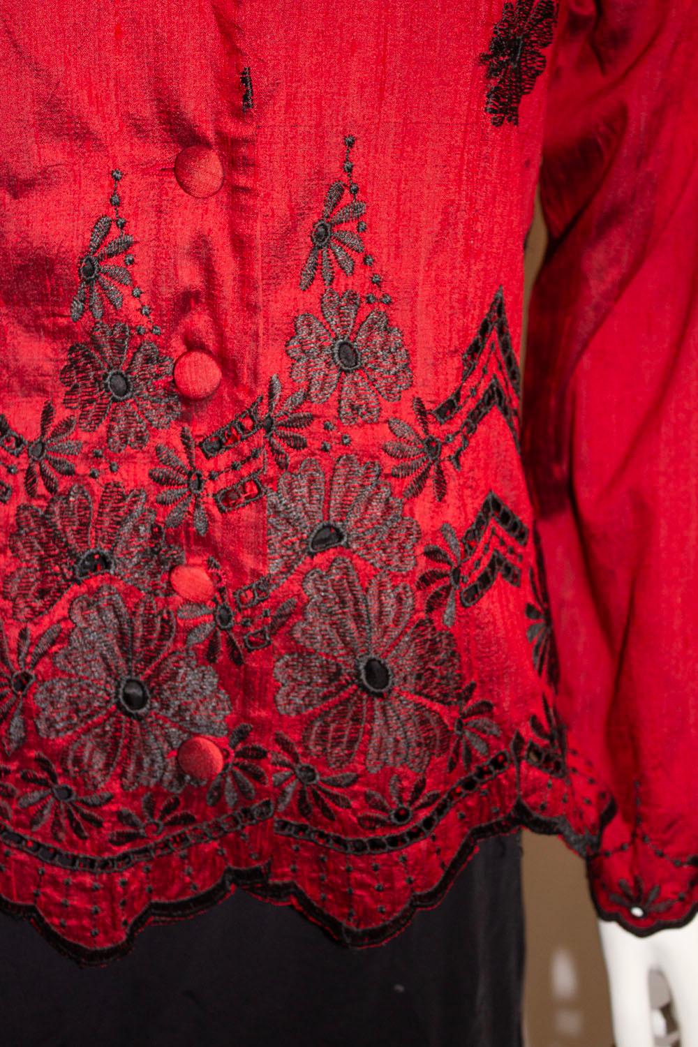 Women's or Men's Vintage Monsoon Silk Jacket with wonderful embroidery For Sale