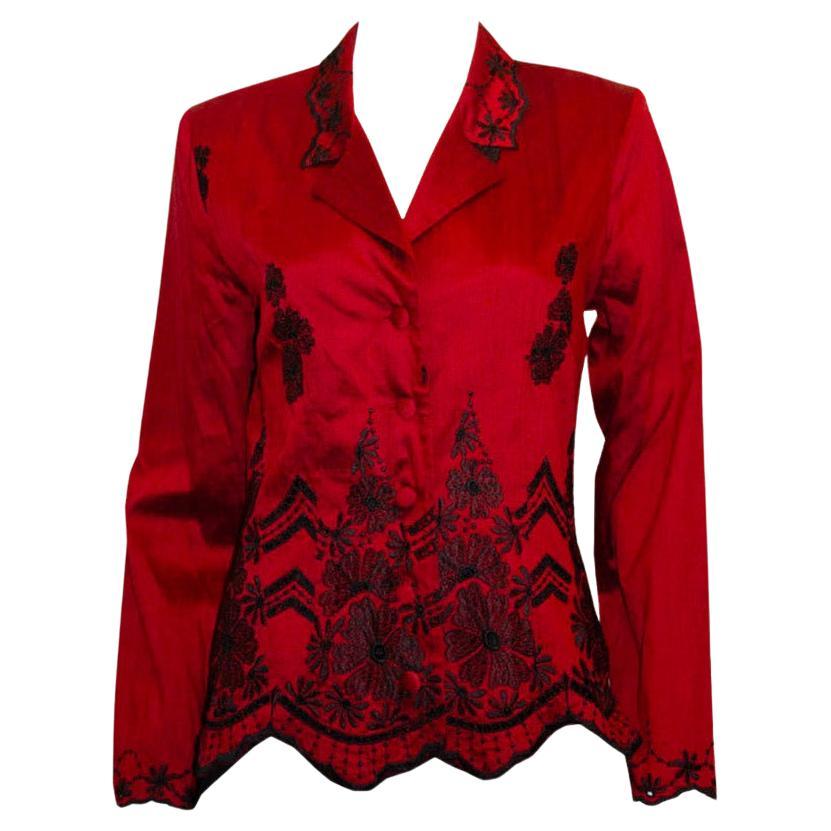 Vintage Monsoon Silk Jacket with wonderful embroidery For Sale