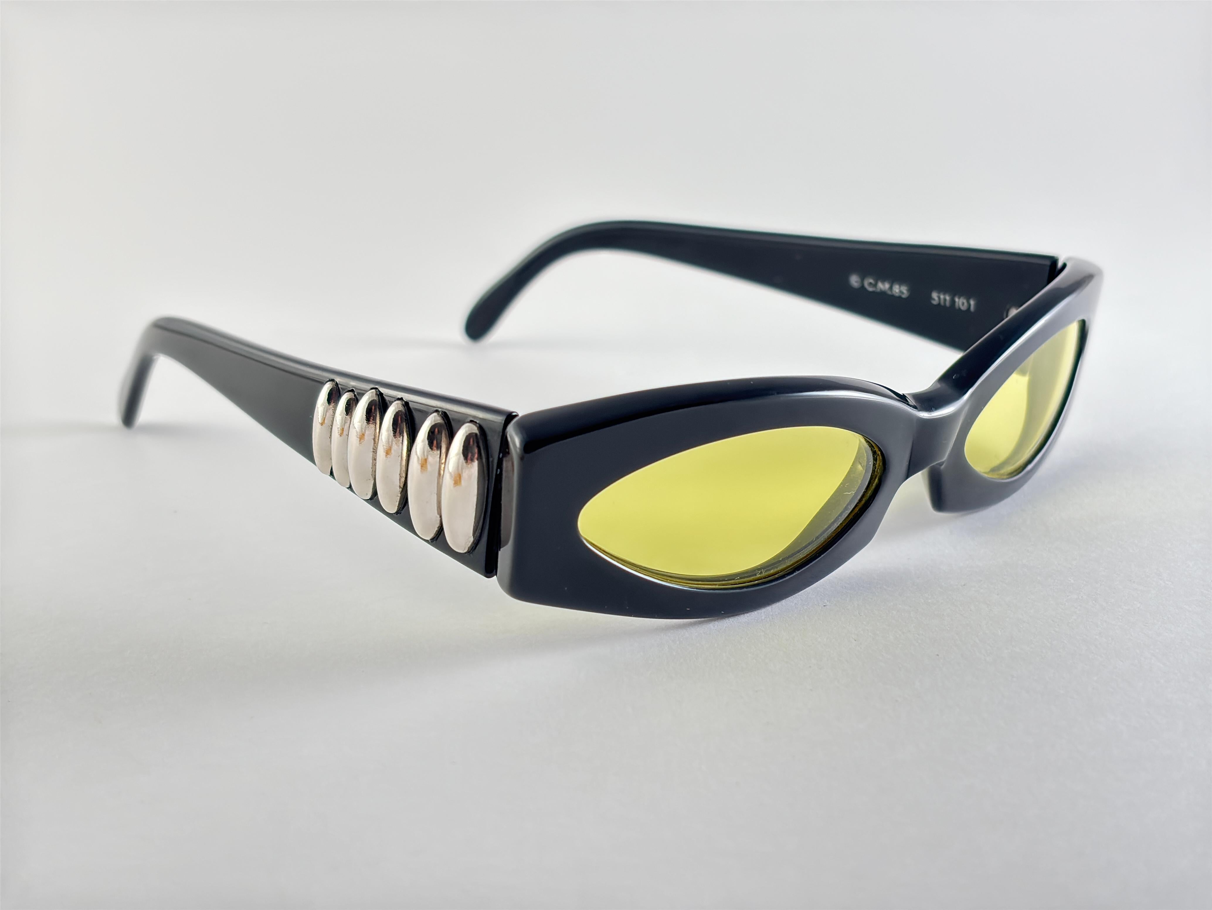 Vintage Montana 511 Black Rectangular Handmade France 90'S Sunglasses en venta 6