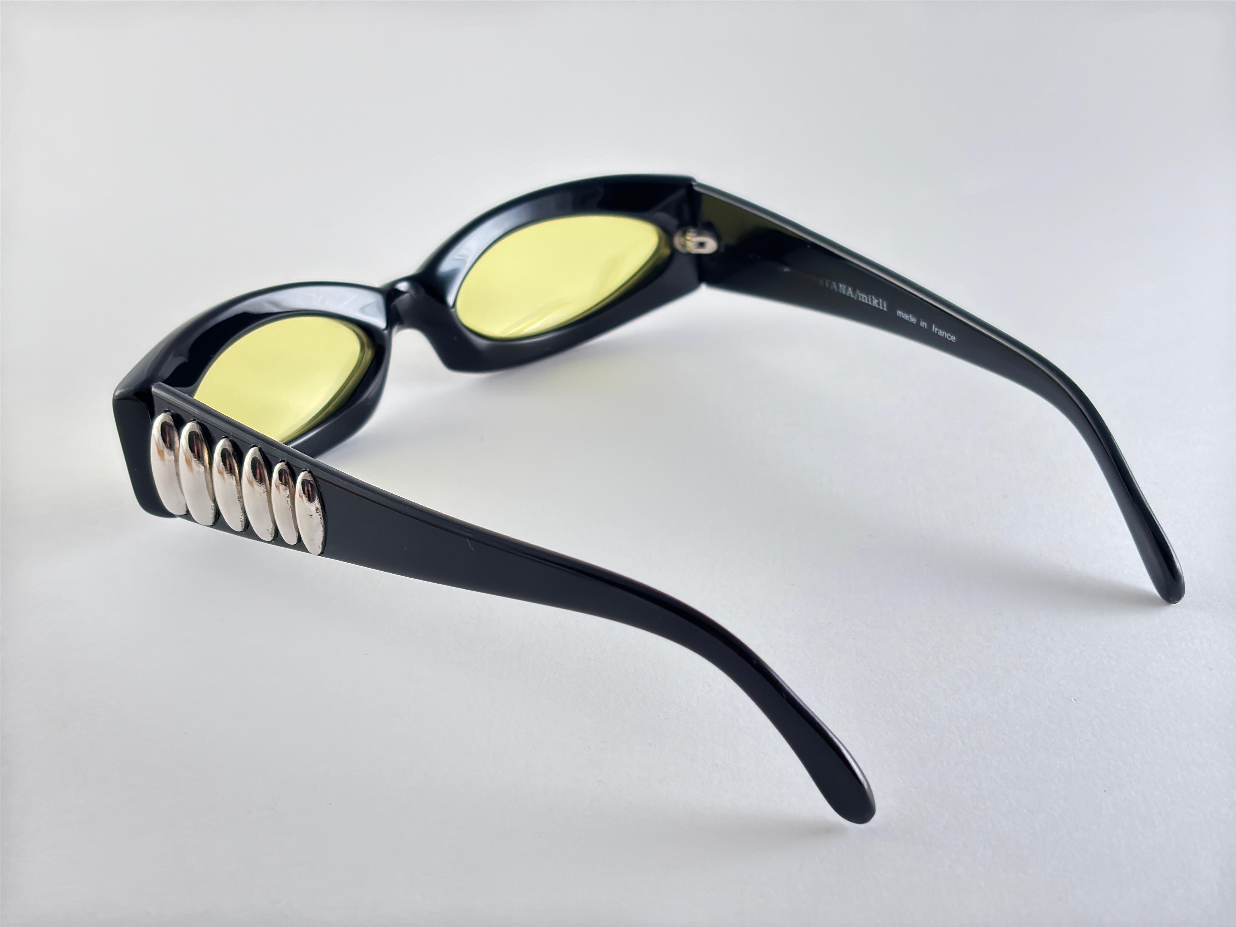 Vintage Montana 511 Black Rectangular Handmade France 90'S Sunglasses Negro en venta