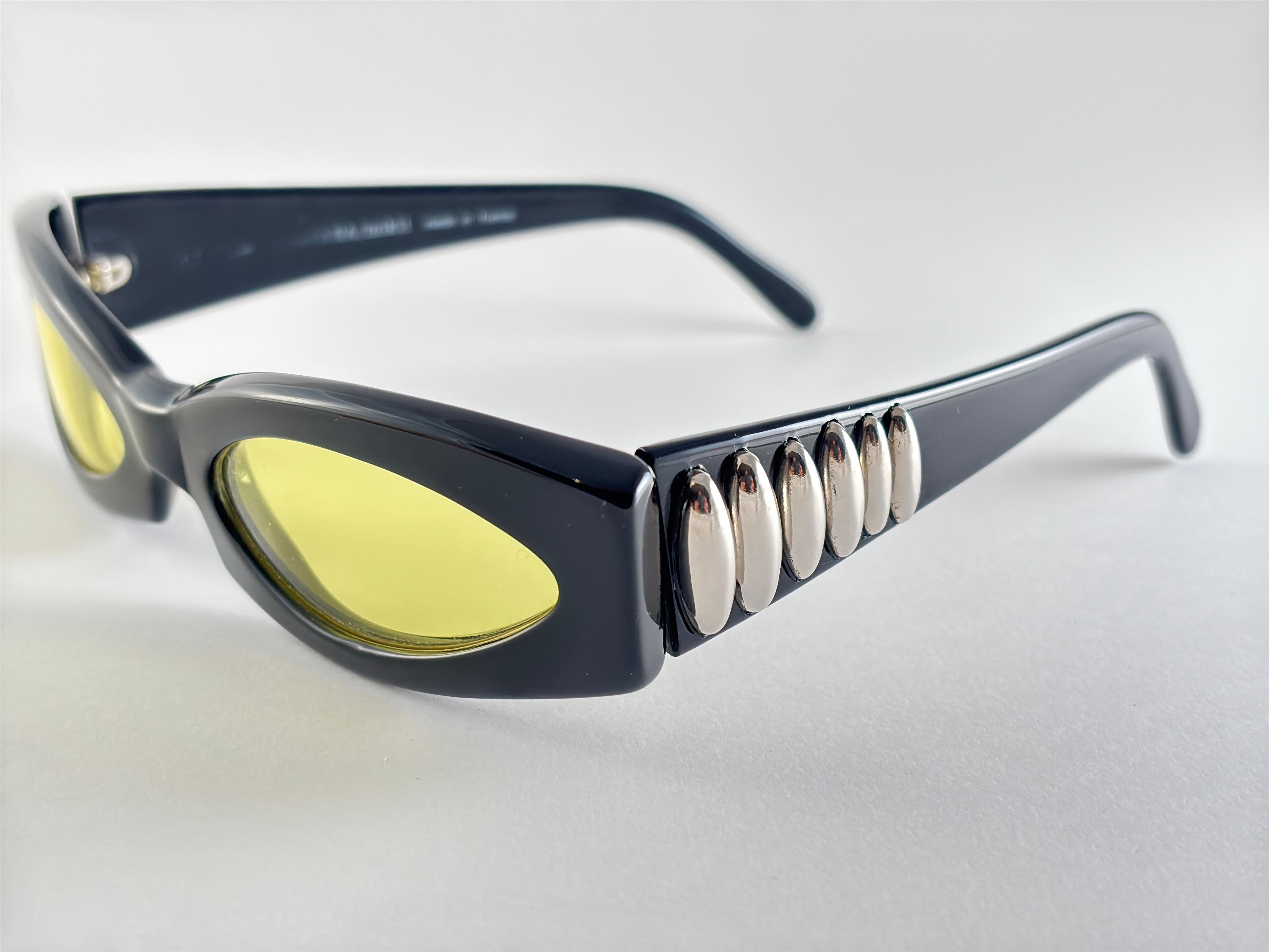 Vintage Montana 511 Black Rectangular Handmade France 90'S Sunglasses en venta 2