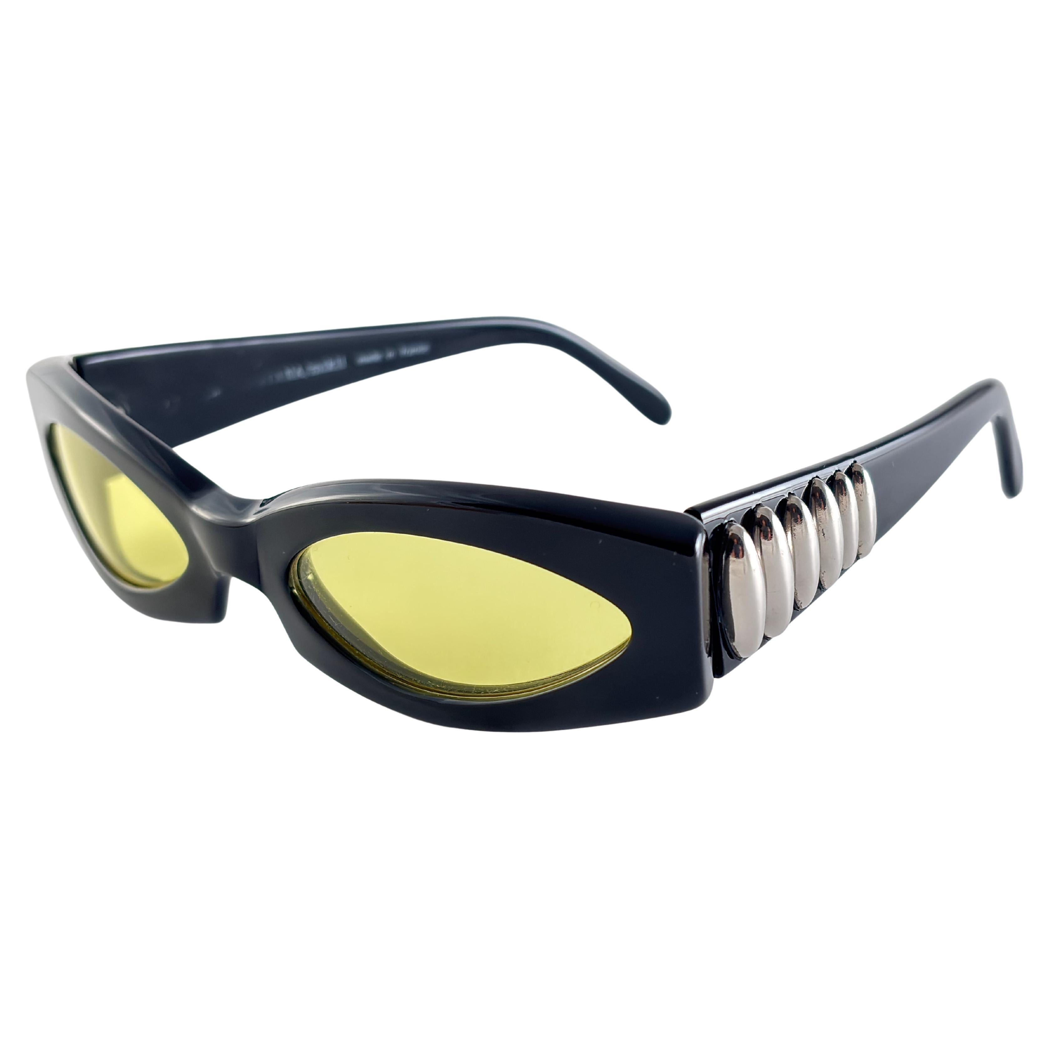 Vintage Montana 511 Black Rectangular Handmade France 90'S Sunglasses en venta