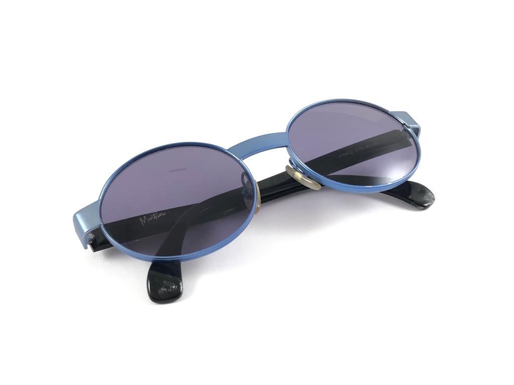 Vintage Montana 662 Metallic Blue & Marbled Handmade in France Sunglasses 1990's For Sale 4