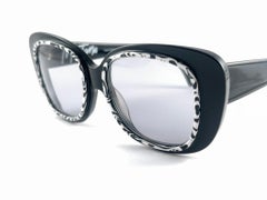 Lunettes de soleil vintage Montana noires et zébrées faites à la main en France 80's