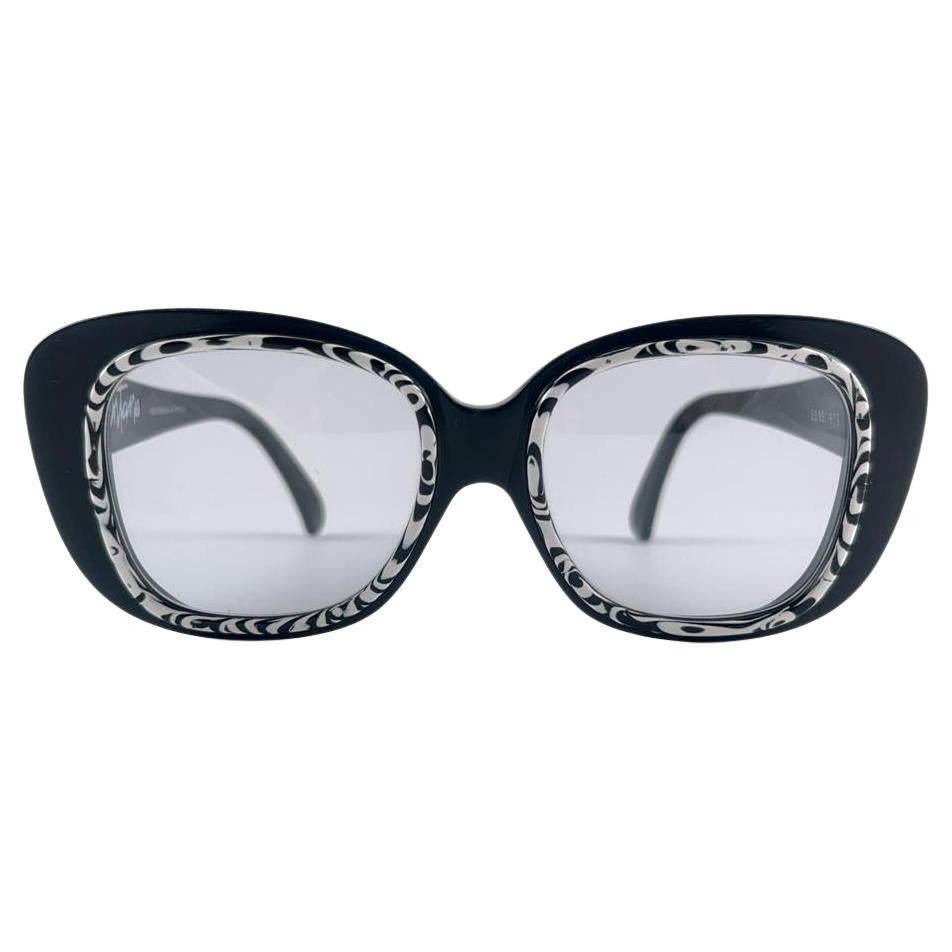 Vintage Montana Black & Zebra Pattern Frame Handmade In France Sunglasses 80'S For Sale