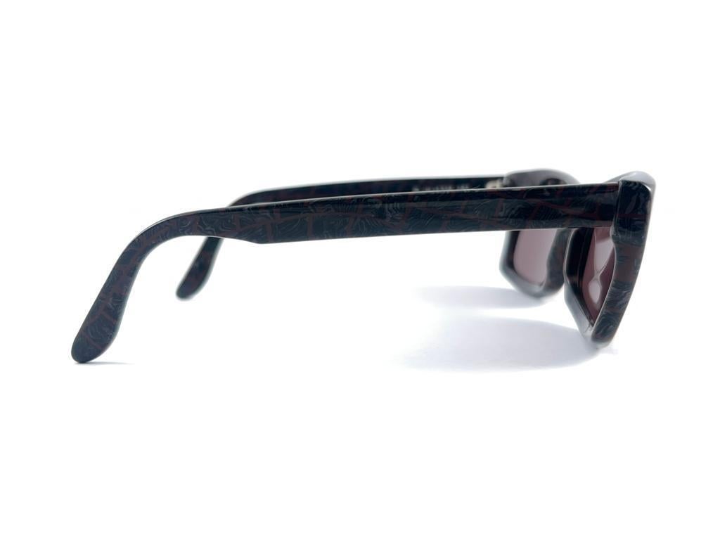 Brown Vintage Montana / Mikli Rectangular Frame Handmade 80'S France Sunglasses For Sale