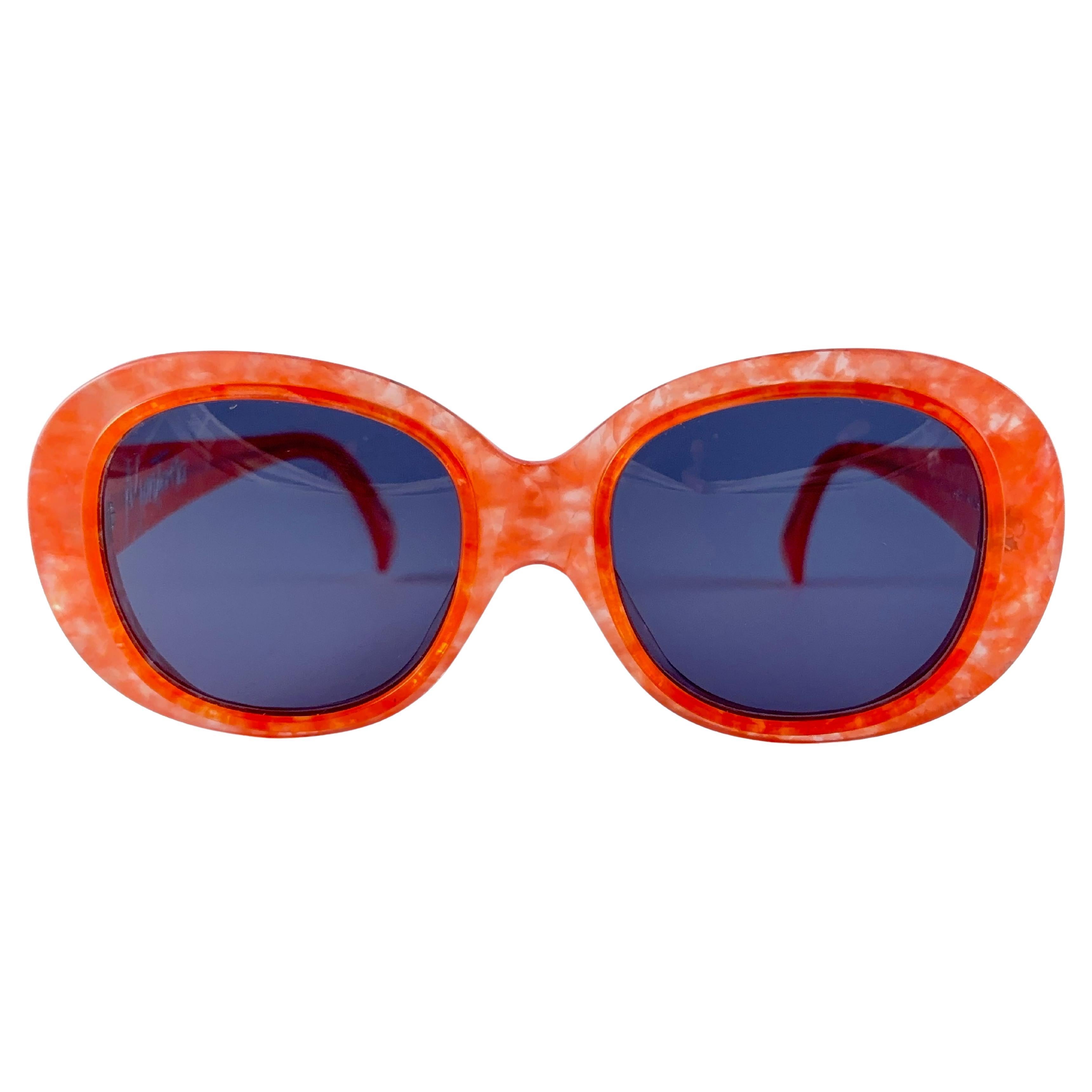 Vintage Montana Tangerine Marble Pattern Frame France Sunglasses 1980'S For Sale