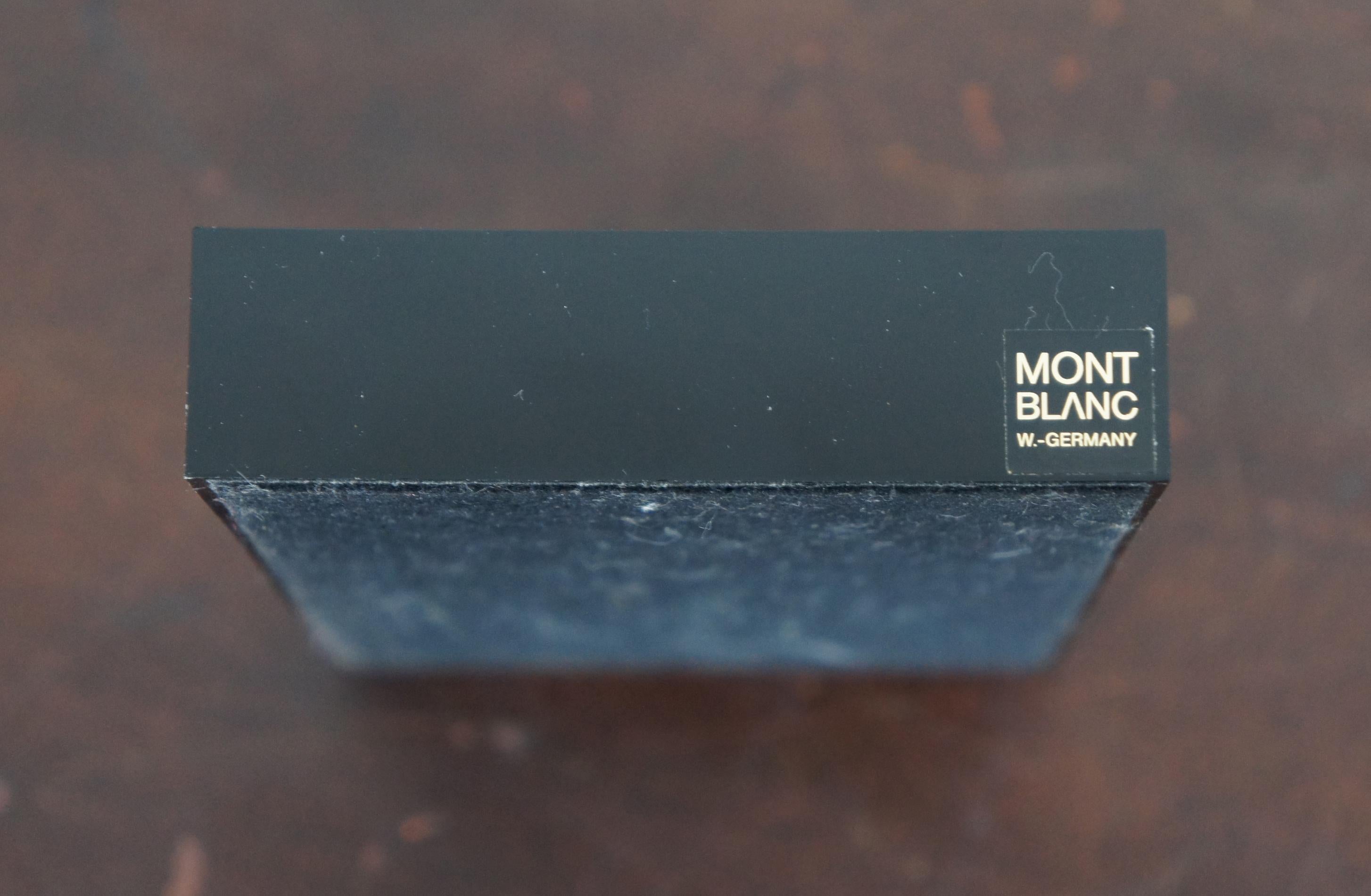 Vintage Montblanc Cut Crystal & Brass Desktop Inkwell Stand Black Gold, Germany 5