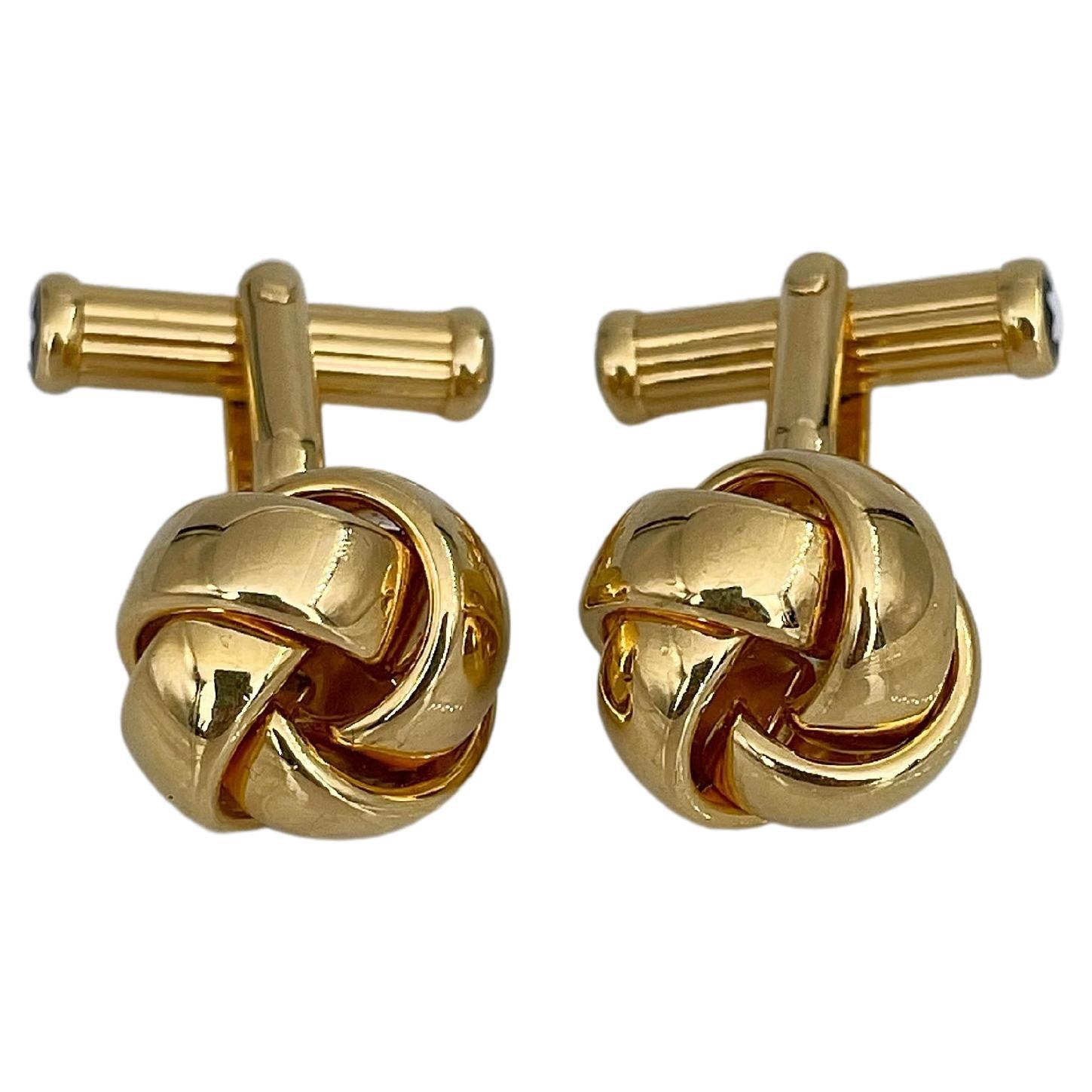 Vintage Montblanc Gold Tone Twisted Knot Cufflinks