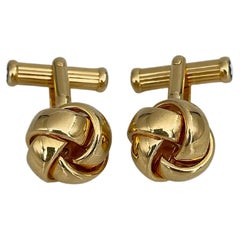 Retro Montblanc Gold Tone Twisted Knot Cufflinks