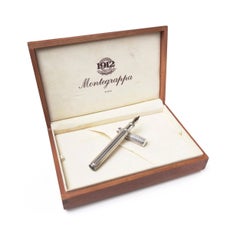 Vintage Montegrappa Sterling Silver Fountain Pen with 18KT Gold Nib and Original
