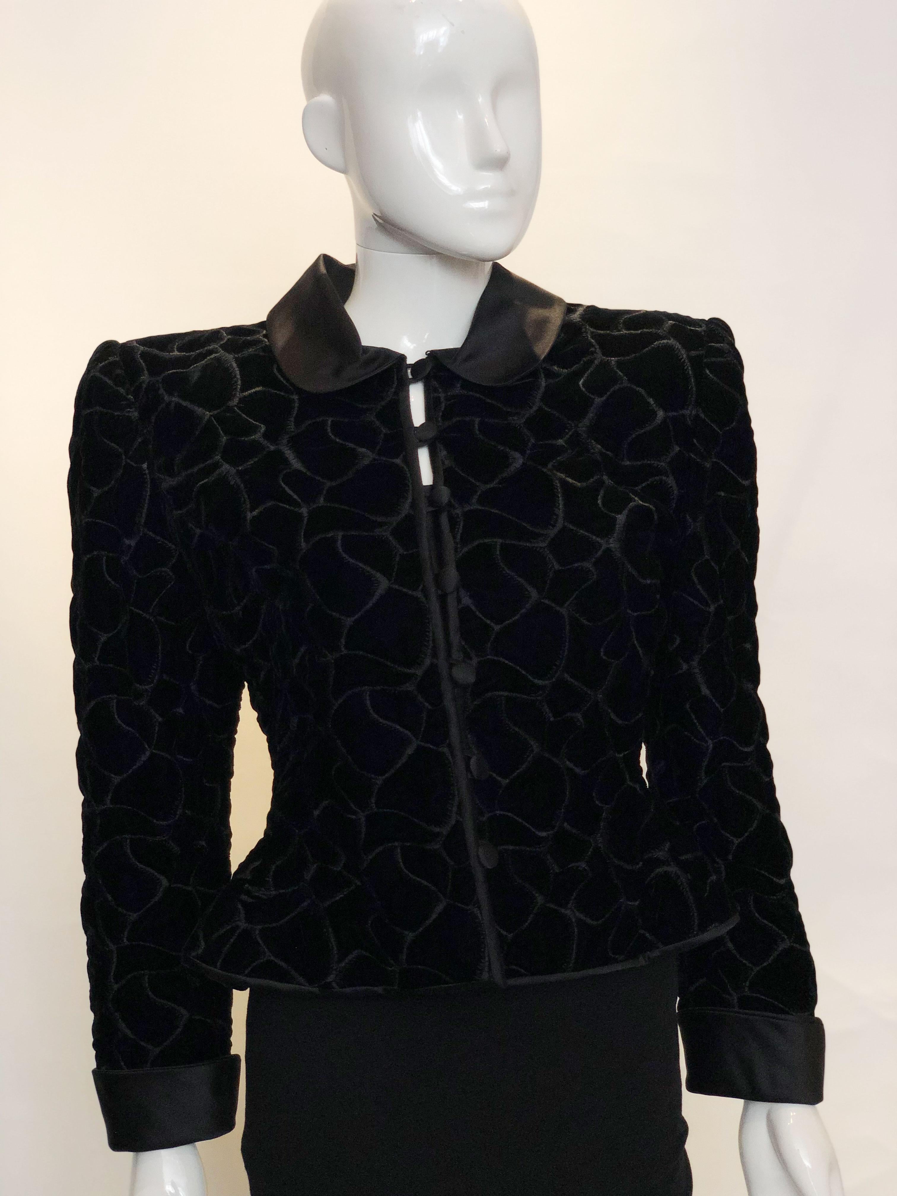 Women's Vintage Monteverdi Couture Black Velvet Jacket For Sale