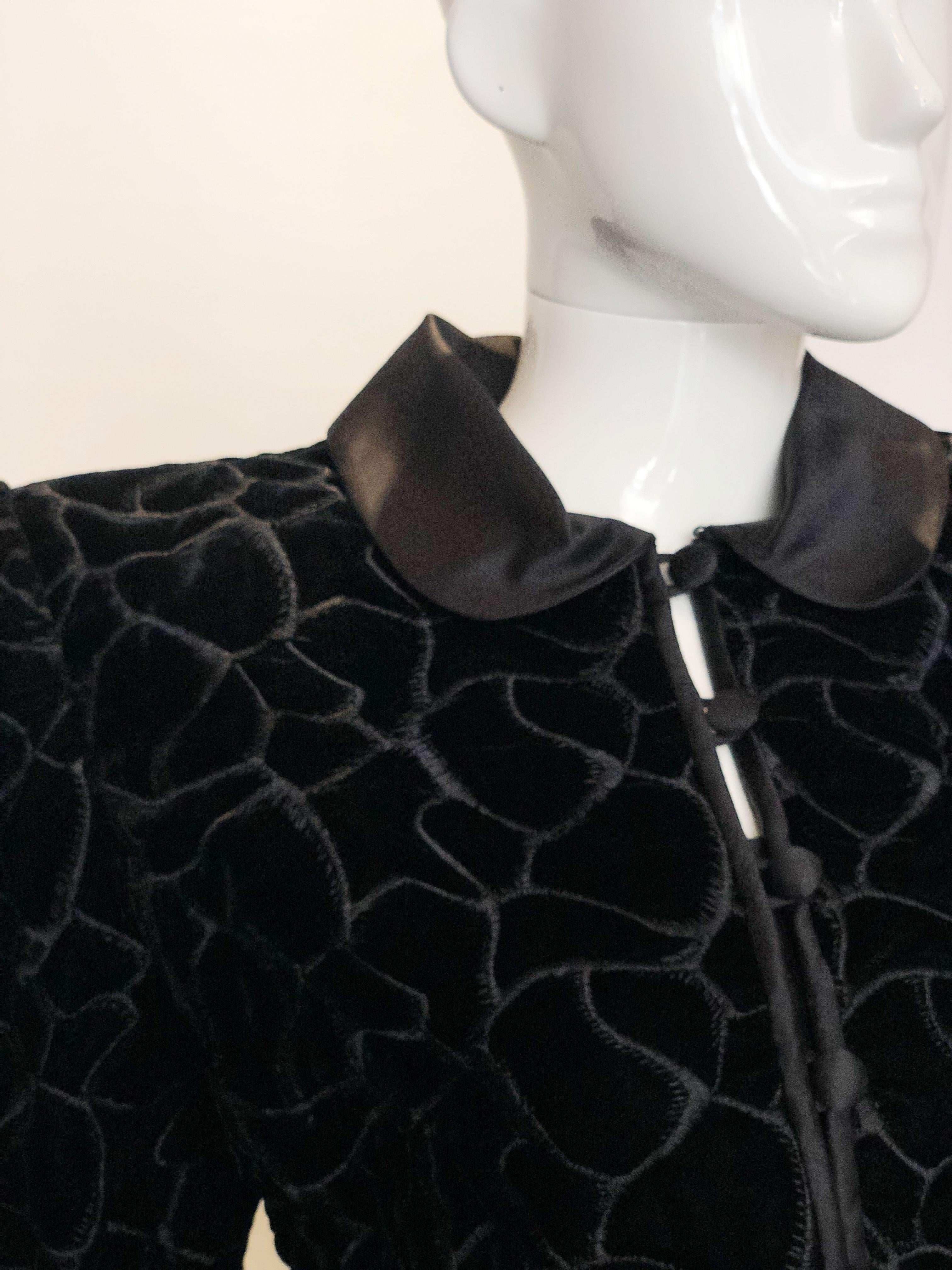 Vintage Monteverdi Couture Black Velvet Jacket For Sale 1