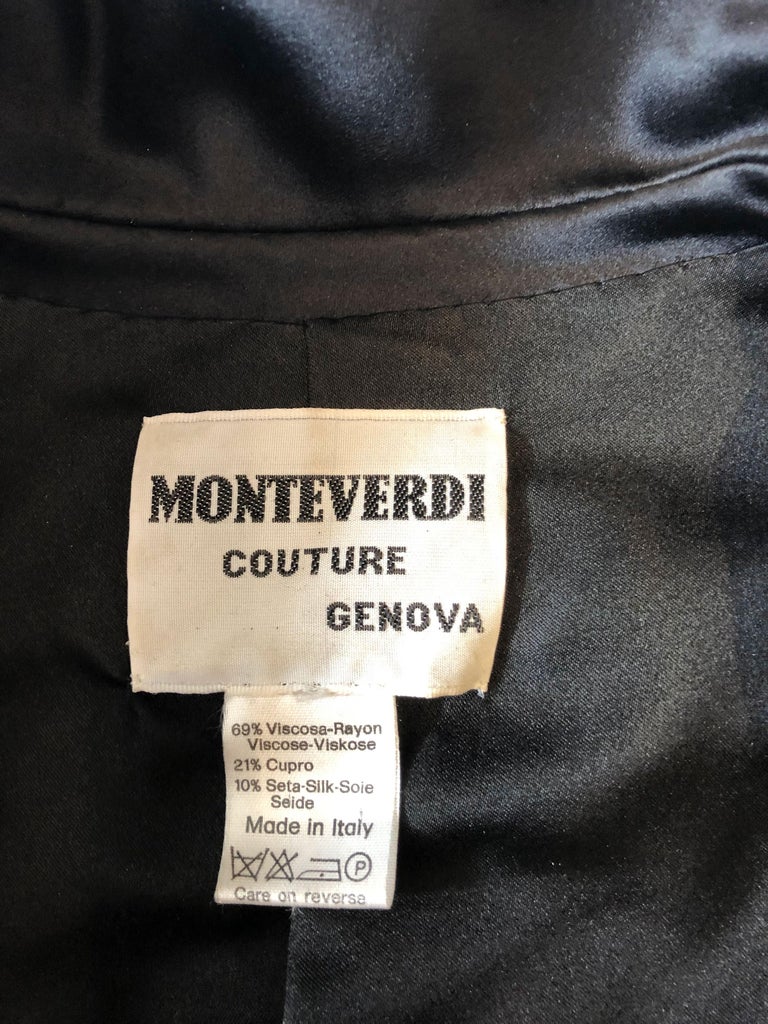 Vintage Monteverdi Couture Black Velvet Jacket For Sale at 1stDibs