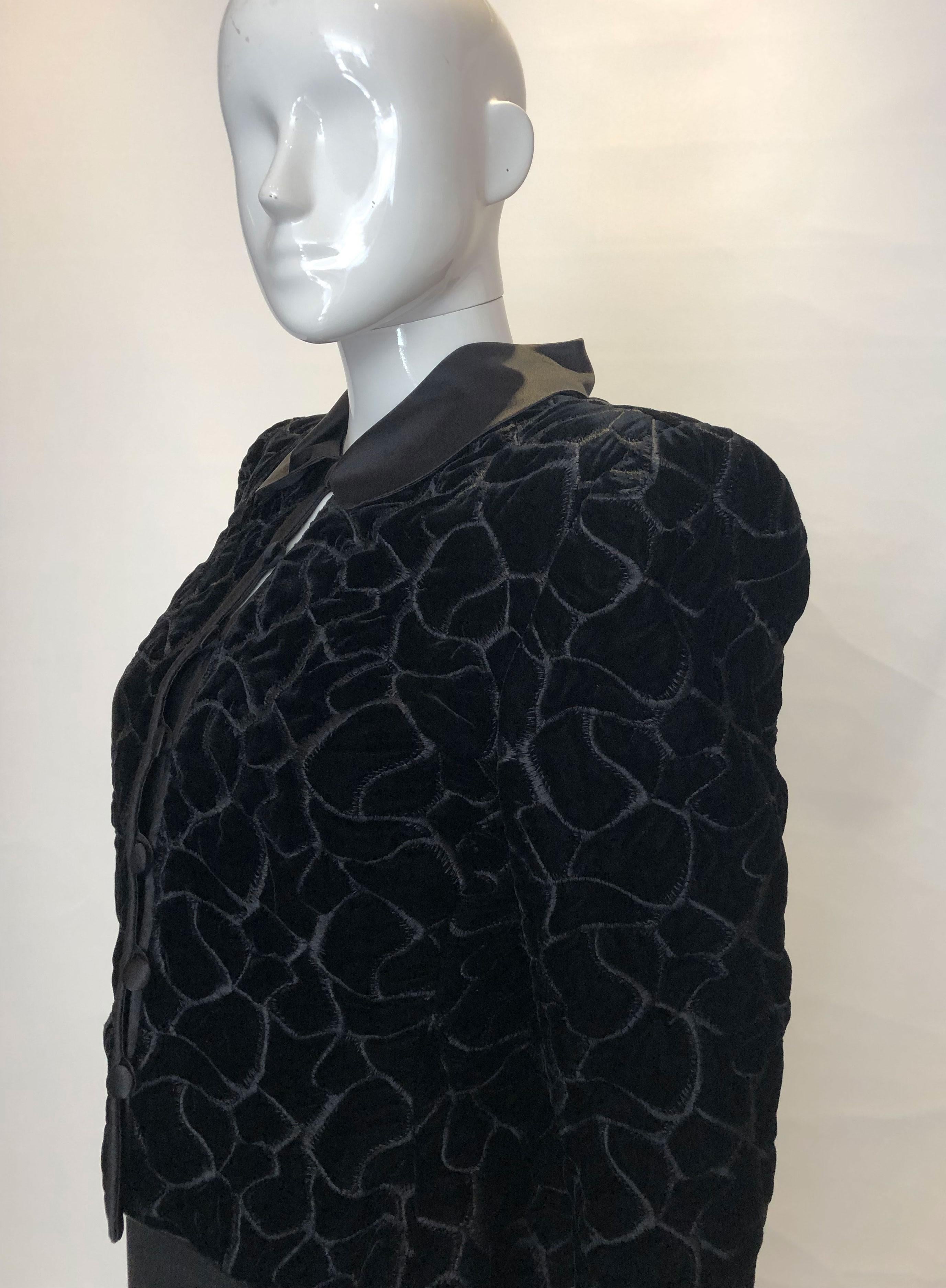 Vintage Monteverdi Couture Black Velvet Jacket For Sale 3