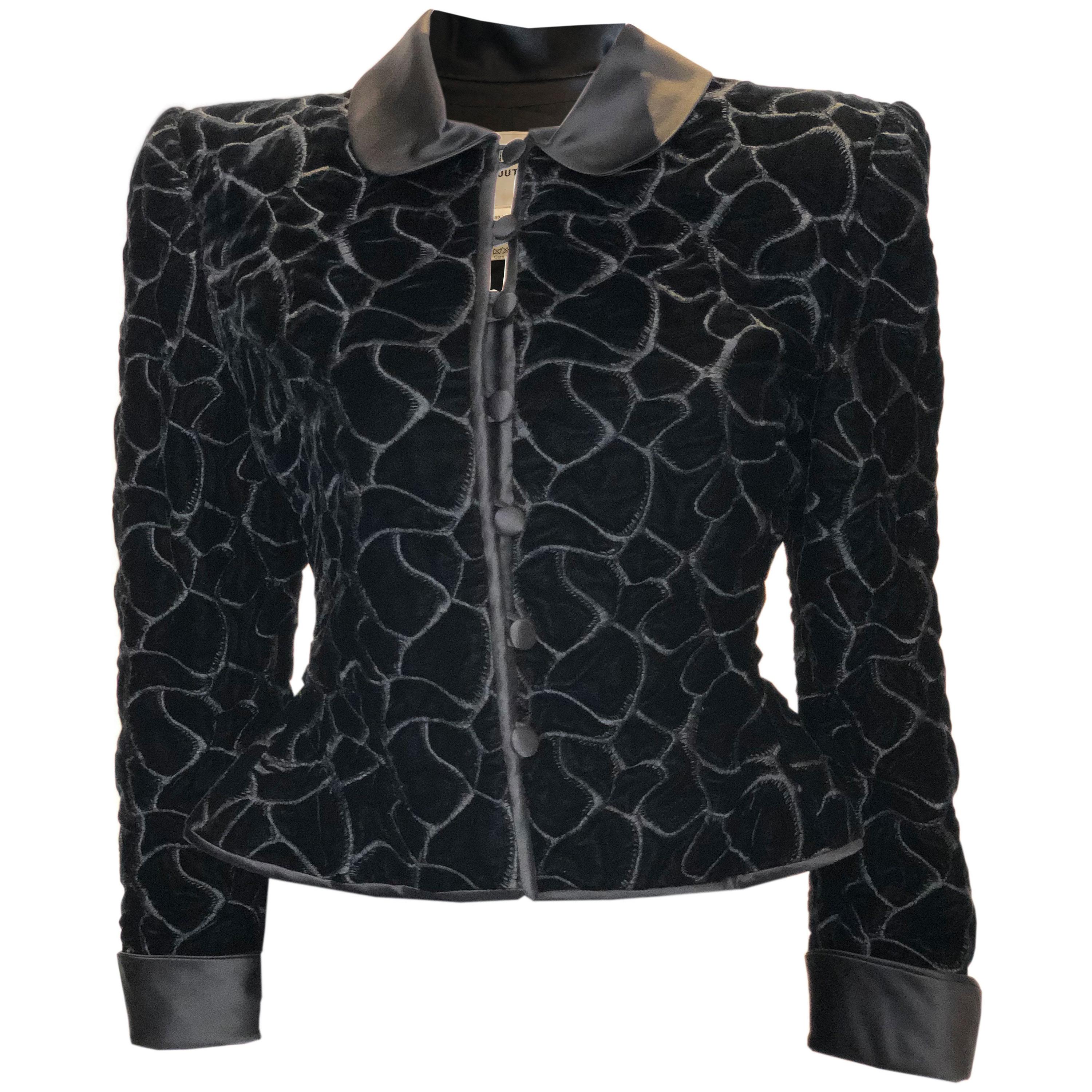 Vintage Monteverdi Couture Black Velvet Jacket For Sale