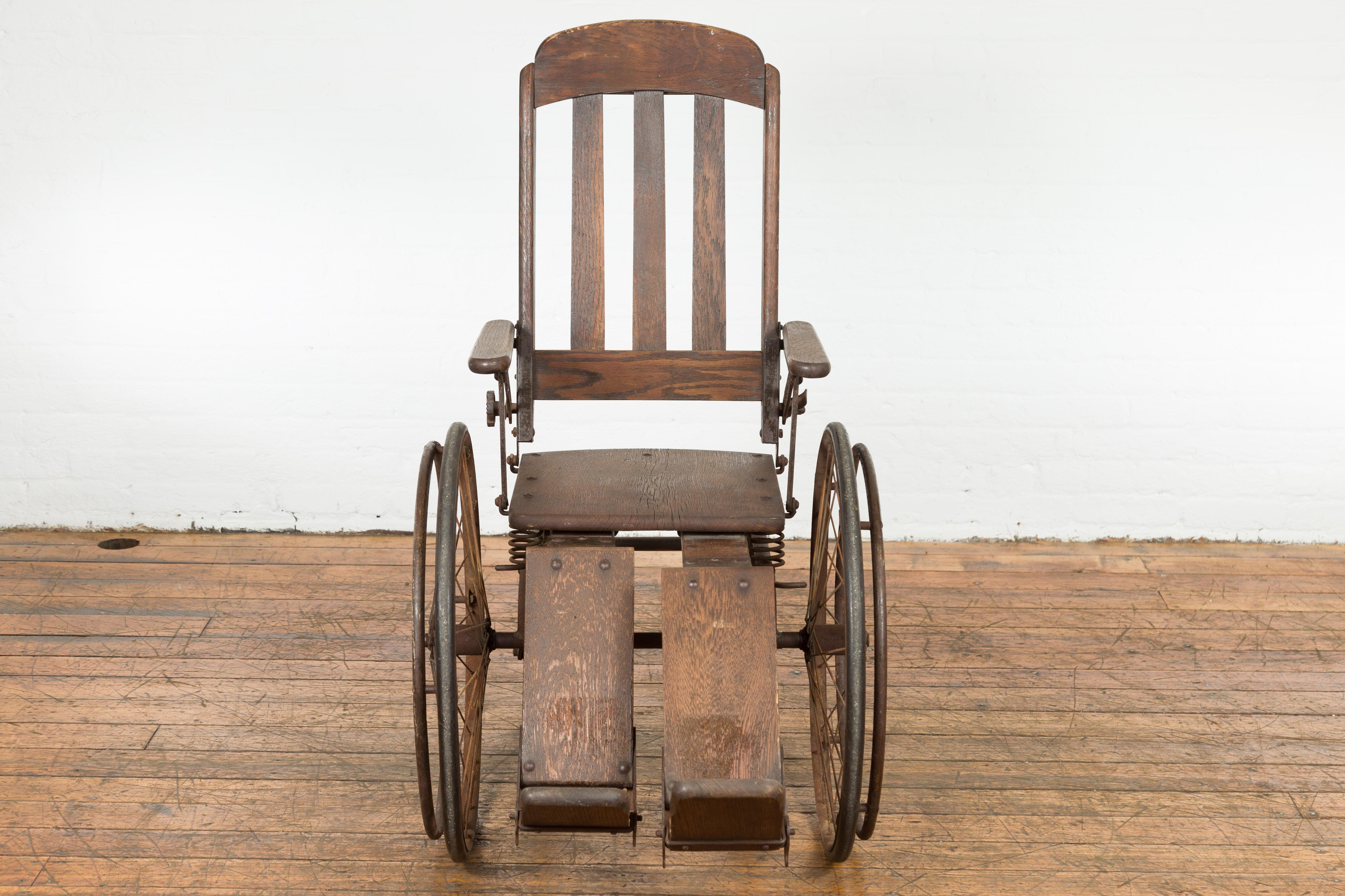 Vintage Wooden Wheelchair, Prop Design In Good Condition For Sale In Yonkers, NY