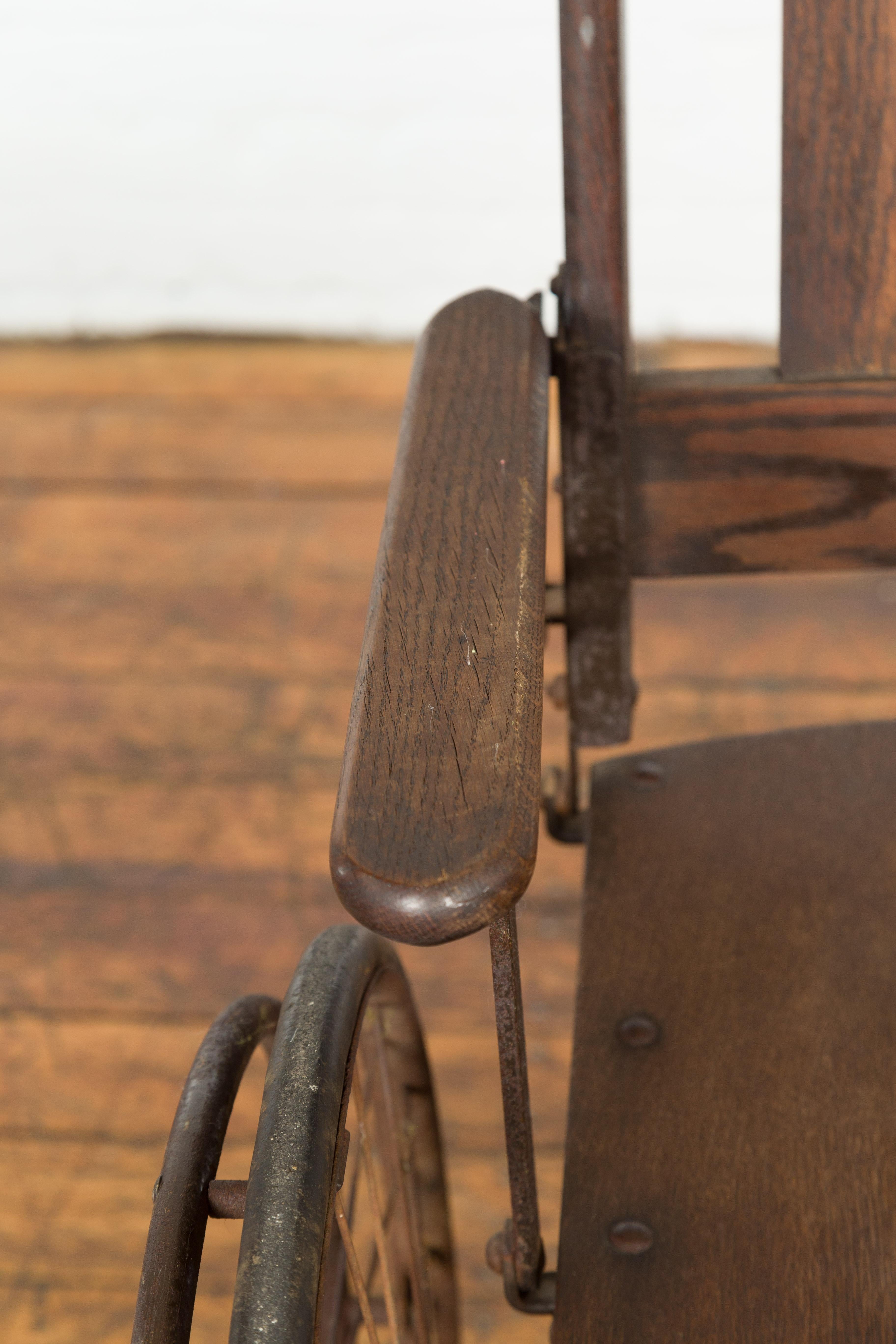 Metal Vintage Wooden Wheelchair, Prop Design For Sale