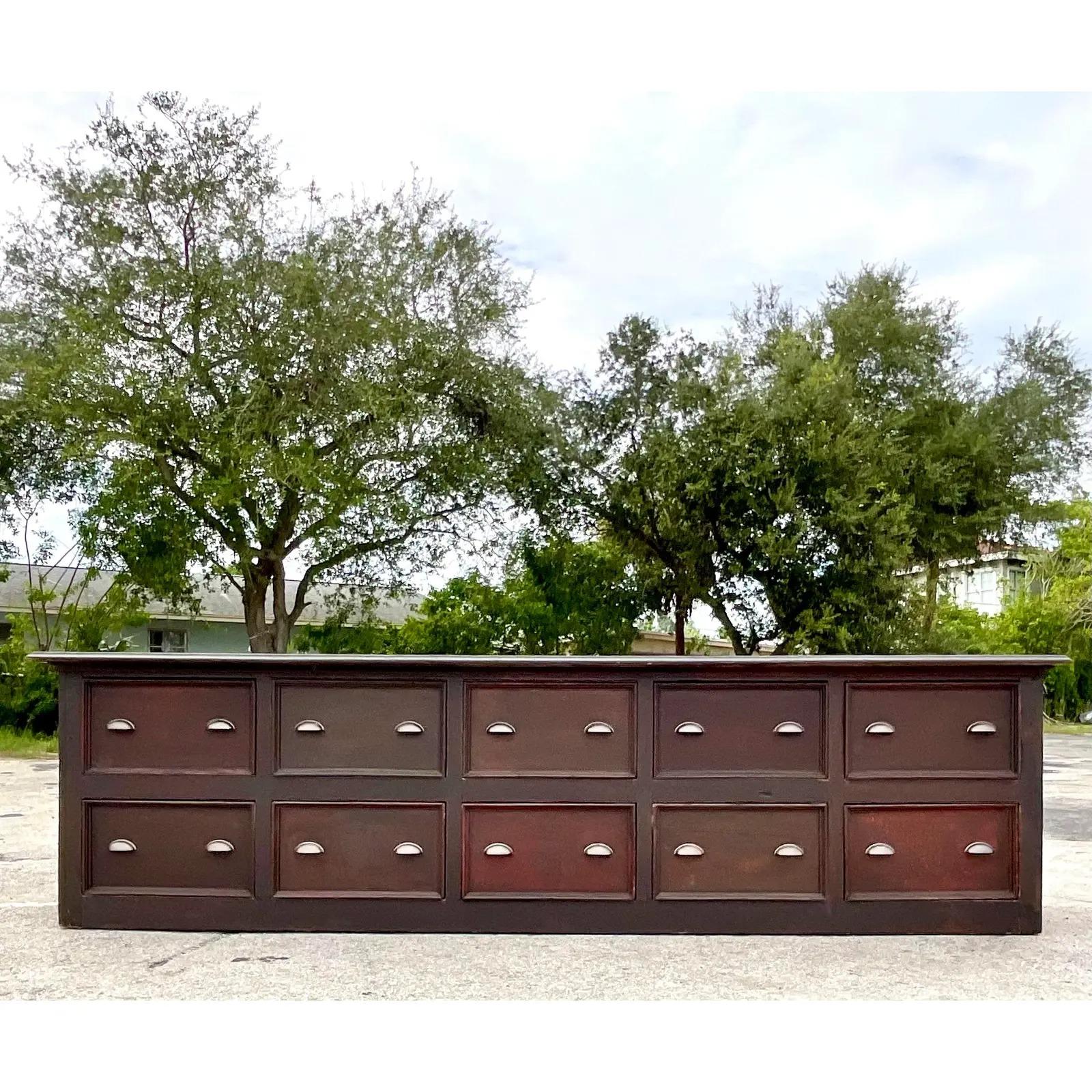 Vintage Monumemtal Rustic Pharmacy Credenza For Sale 2