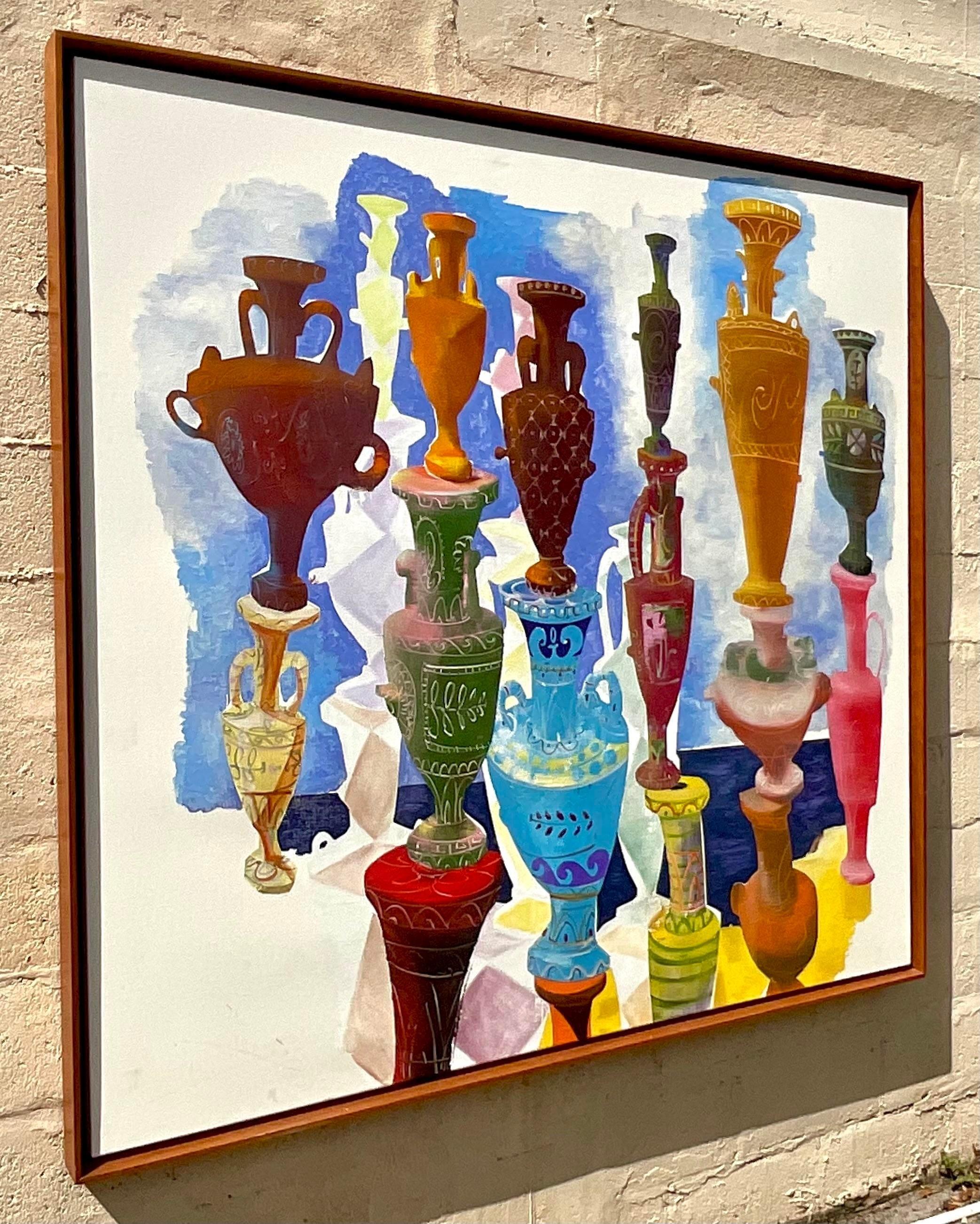 Toile Monumentale peinture à l'huile originale d'urnes sur toile des années 1980 en vente