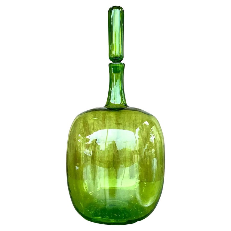 Vintage Monumental 70s Blown Glass Decanter For Sale at 1stDibs