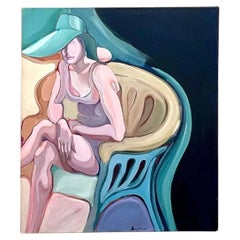 Huile sur toile d'origine de l'expressionnisme abstrait monumental vintage signée et datée