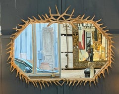 Vintage Monumental Antler Motif Wall Mirror, circa Late-20th Century