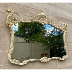 Vintage Monumental Asian Carved Pagoda Mirror
