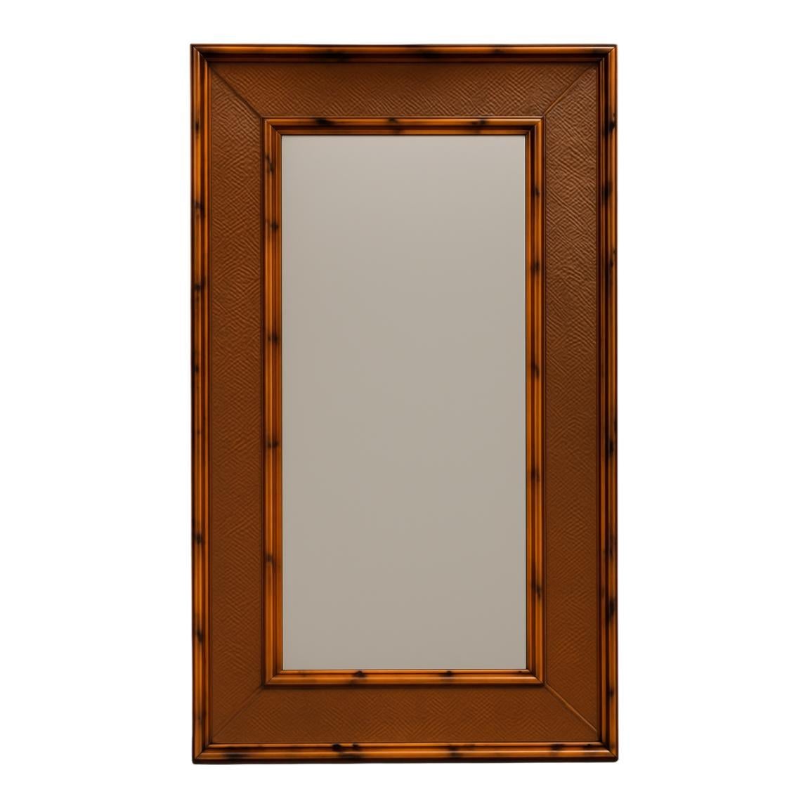 Miroir sur pied vintage monumental en bambou et rotin en vente