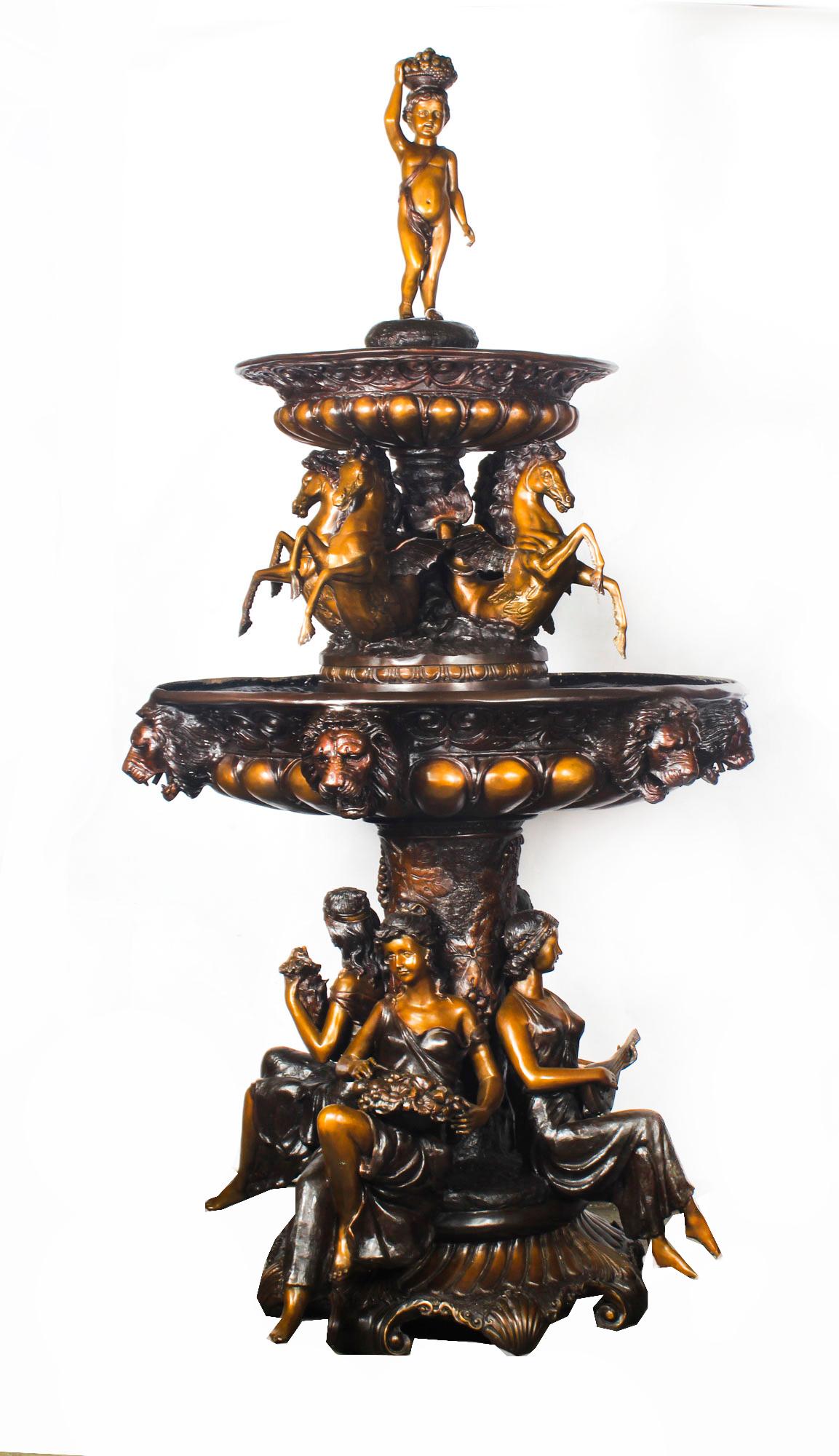 Monumentaler italienischer Barockbrunnen aus Bronze im Vintage-Stil des 20. Jahrhunderts 15