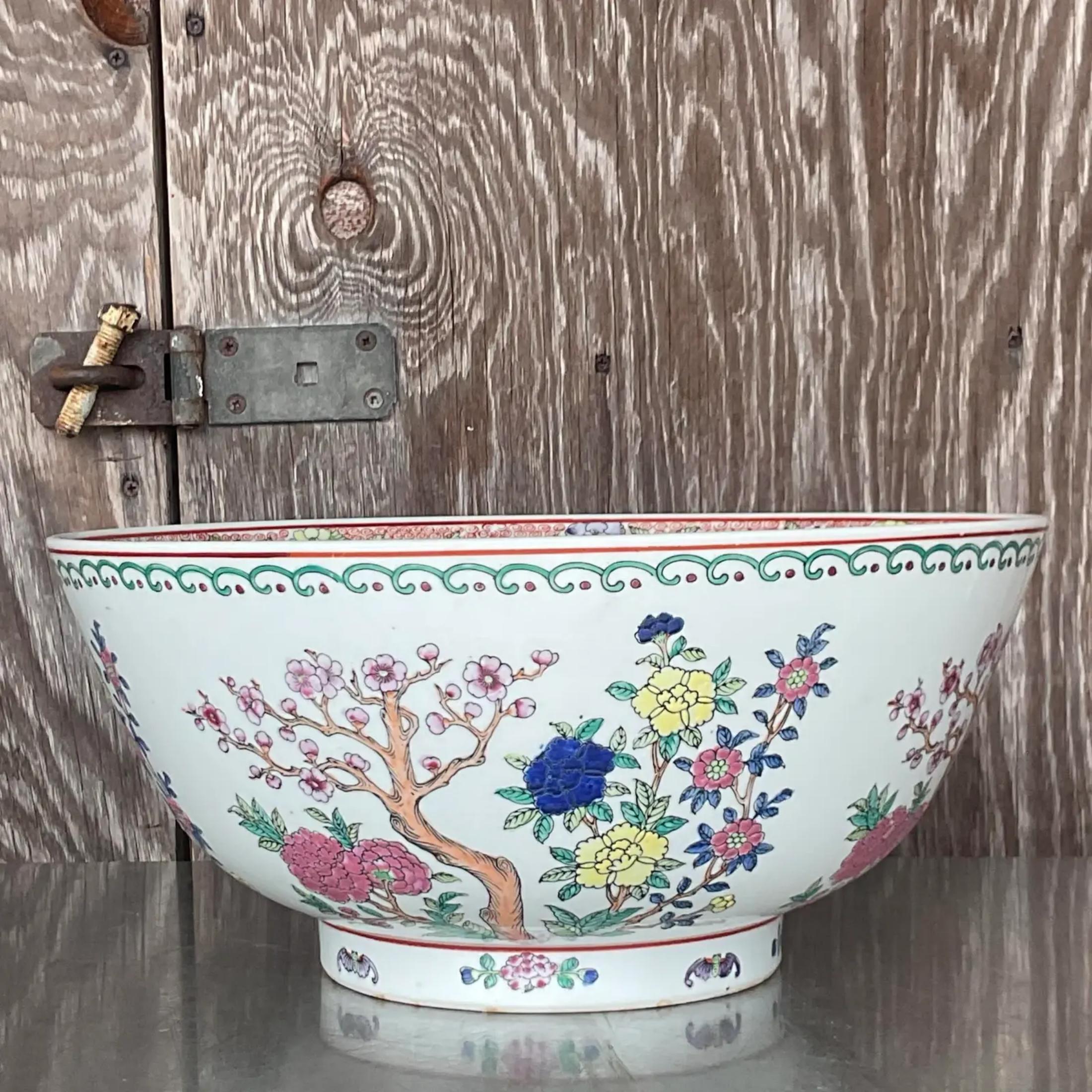 American Vintage Monumental Boho Asian Bowl For Sale