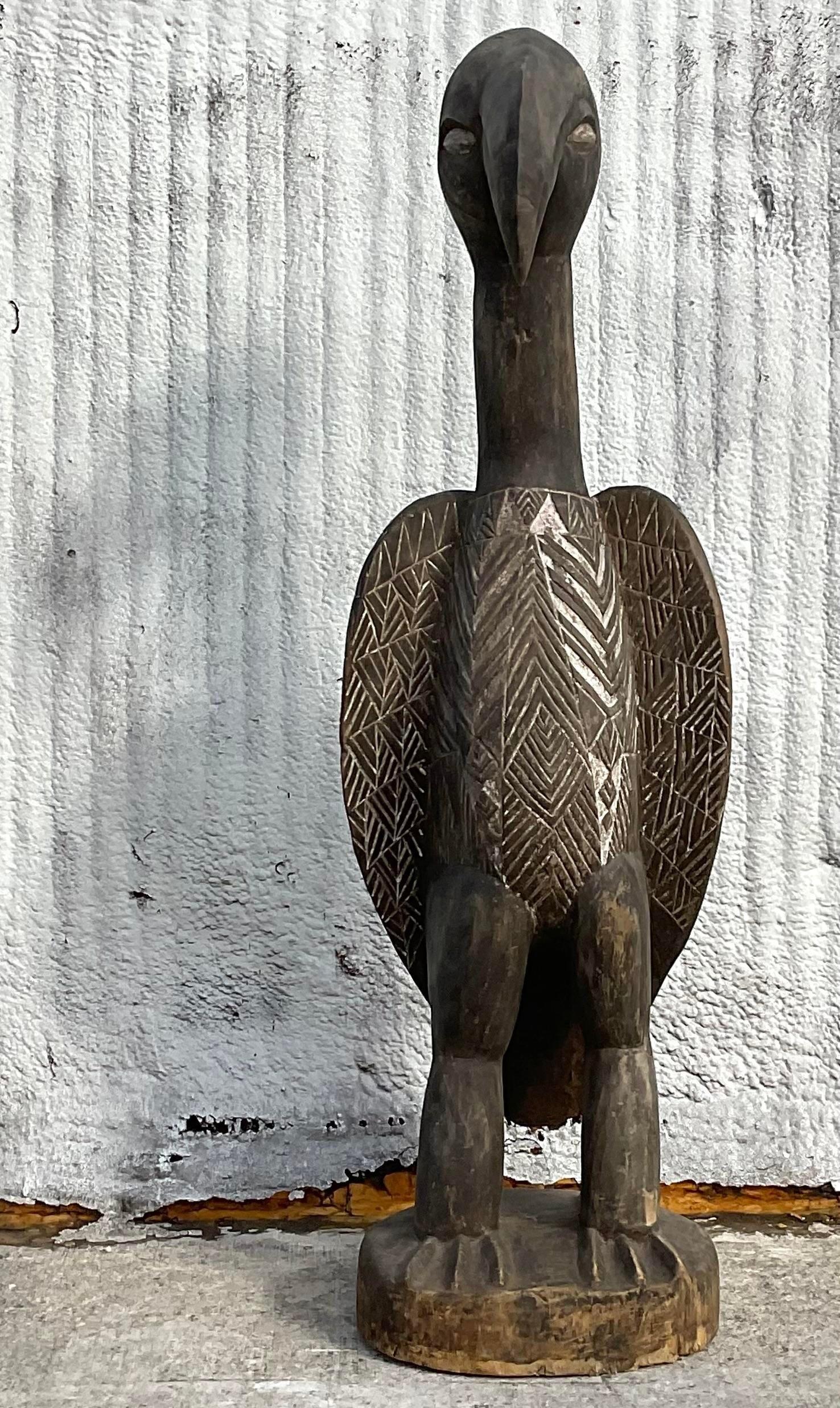 Poire En Bois Sculpté Vintage Bohème - Décoration Artisanale Occasion