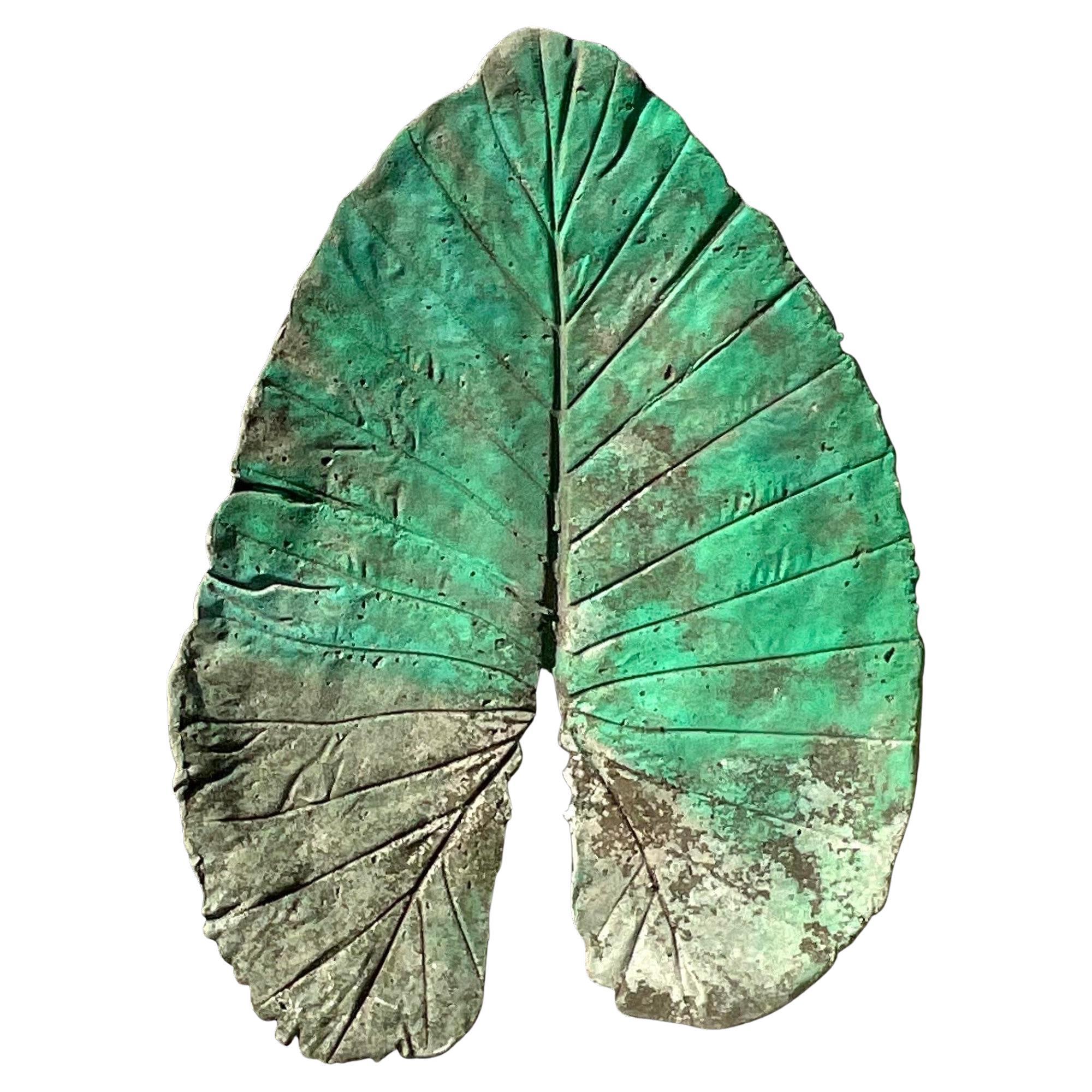 Feuille d'oreille d'éléphant vintage monumentale en béton moulé Boho