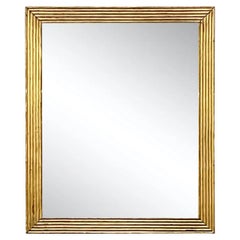 Specchio monumentale d'epoca in legno a costine d'oro e affilato di Boho
