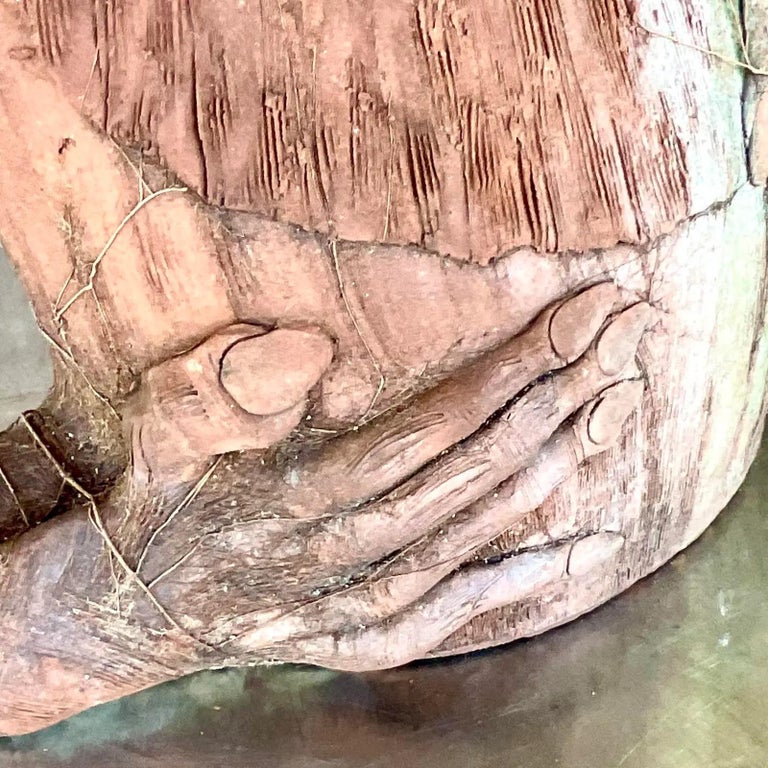 Vintage Monumental Boho Hand Made Terra Cotta Gorilla Sculpture For