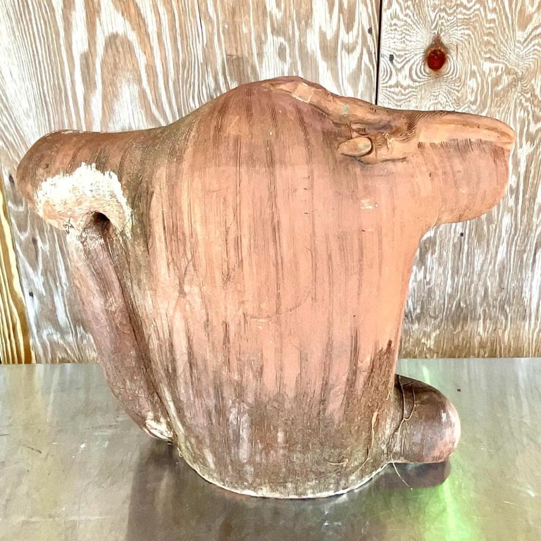 Vintage Monumental Boho Hand Made Terra Cotta Gorilla Sculpture For